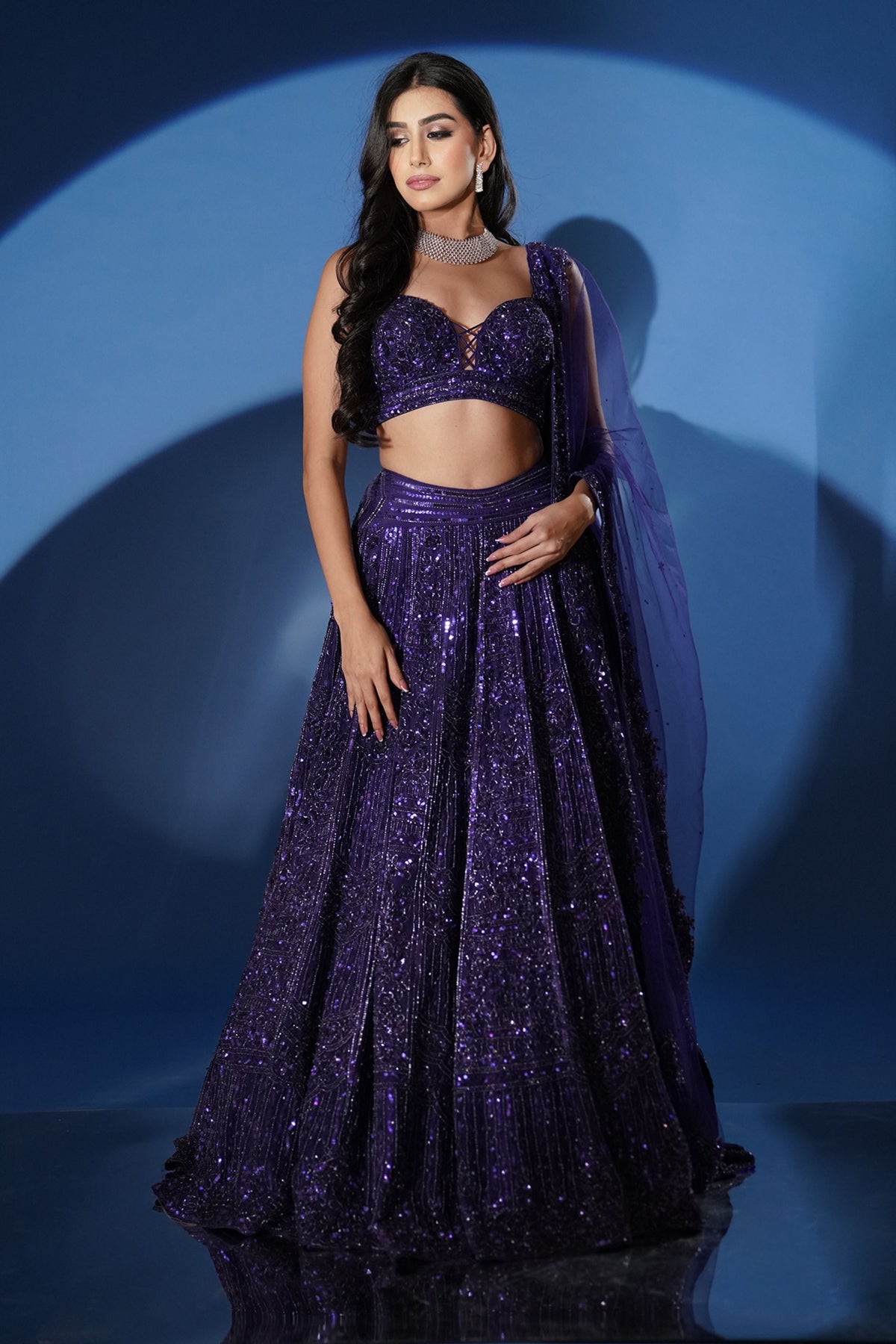Shimmering Electric Blue Lehenga Set