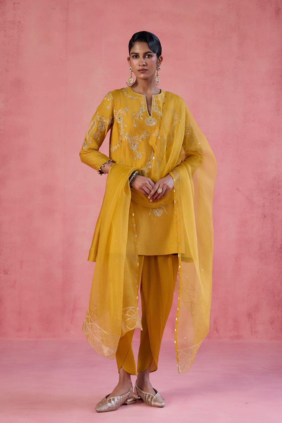 Nargis Mustard Dhoti Set