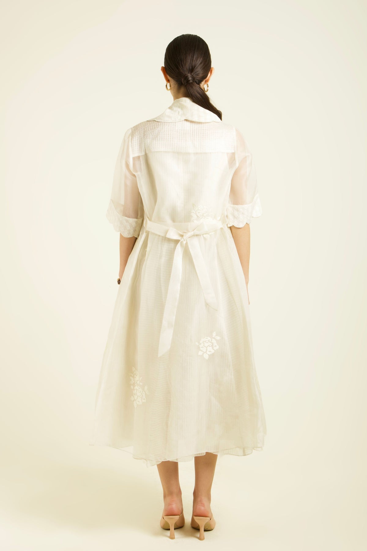 Ivory Stripe Organza Dress
