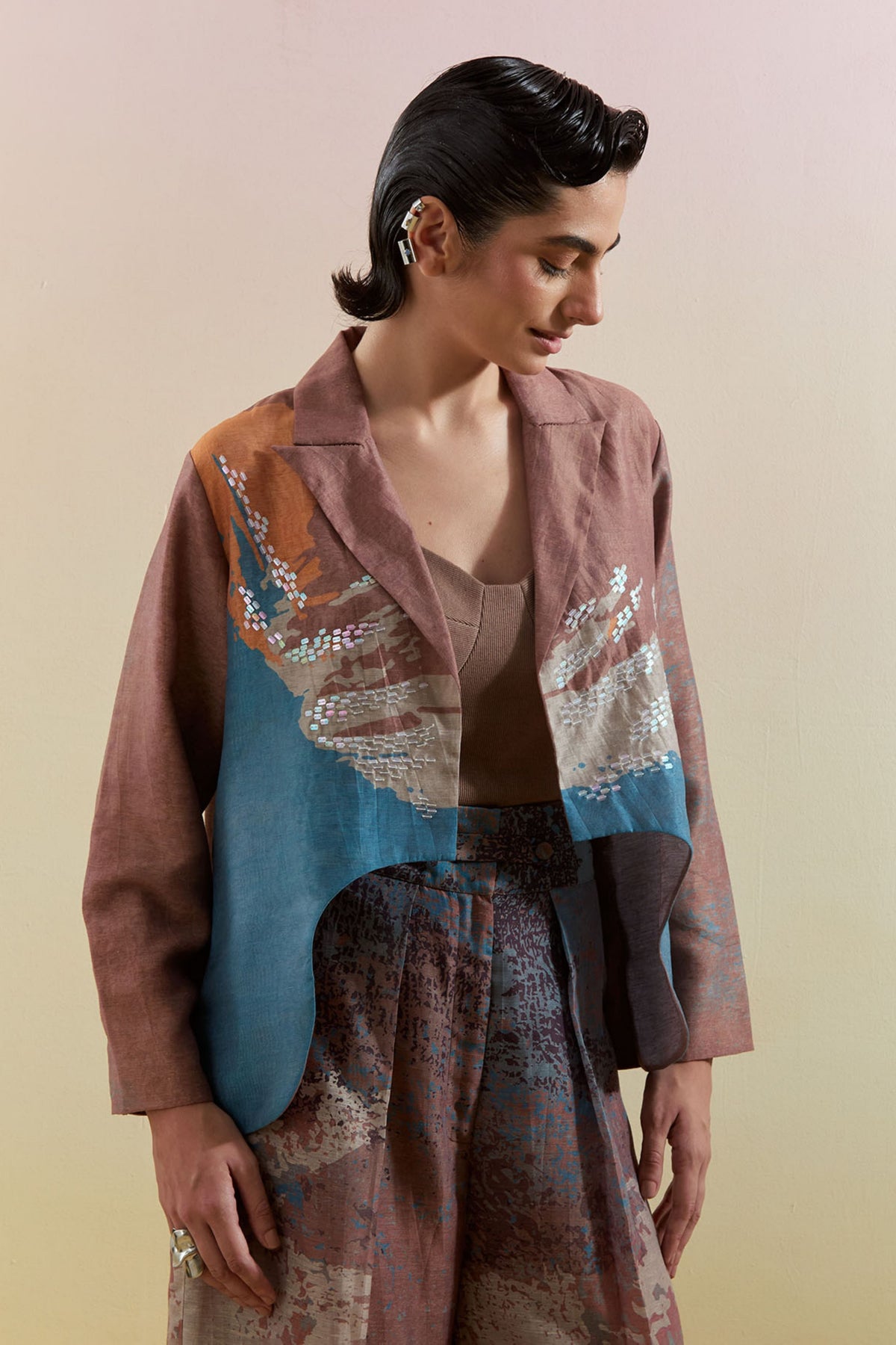 Asymmetrical Jacket Set