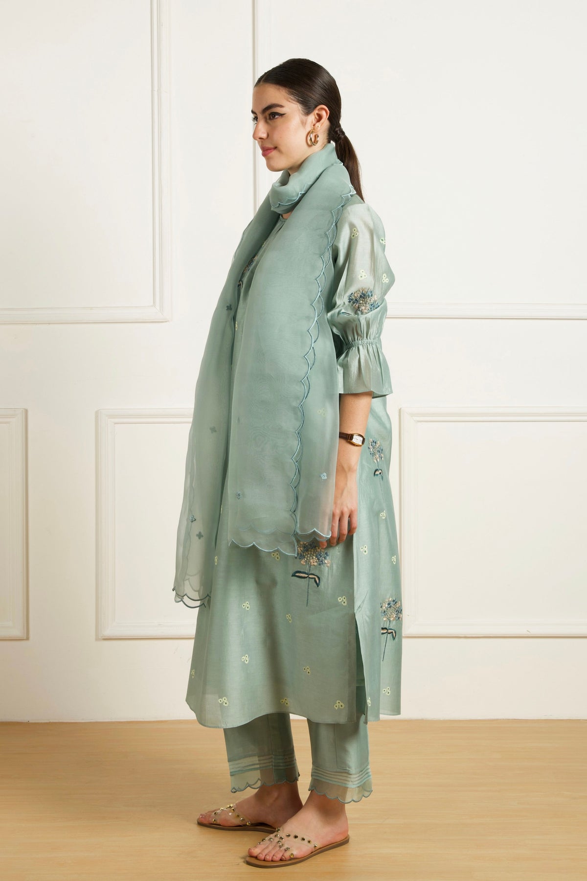 Mint Embroidered Kurta Set