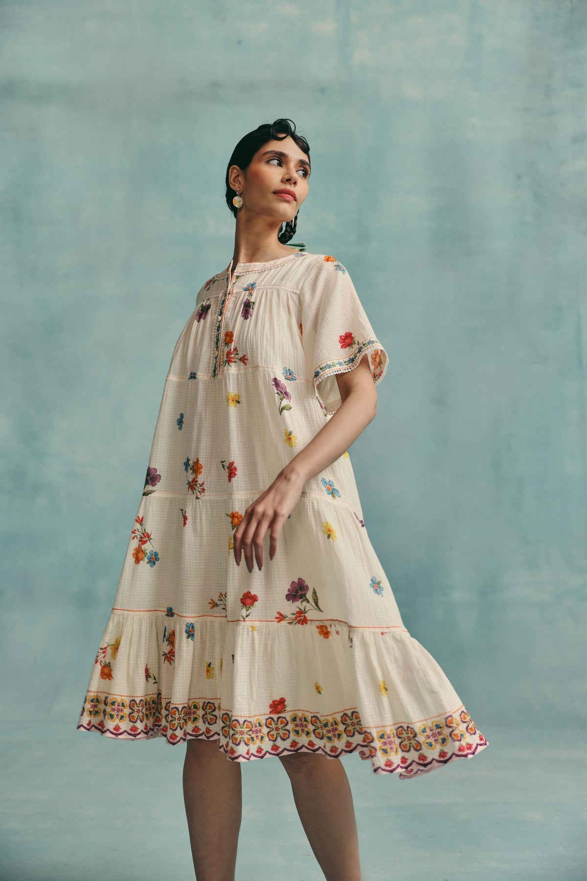 Daisy Ecru Tiered Dress