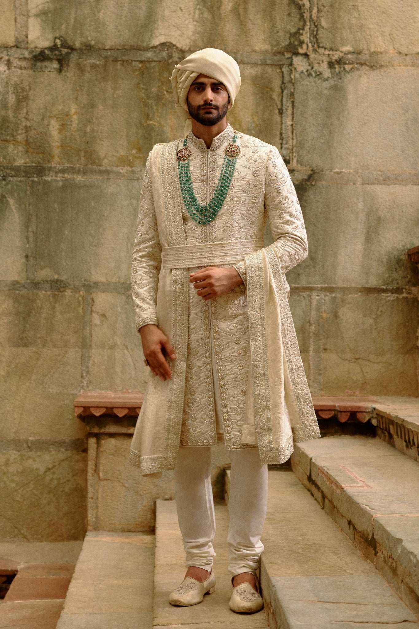 Silk Brocade Sherwani Set - Nitika Gujral Menswear - Elahe