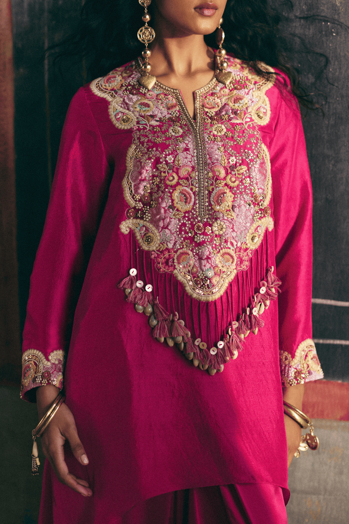 Fuchsia Pink Short Kurti Set