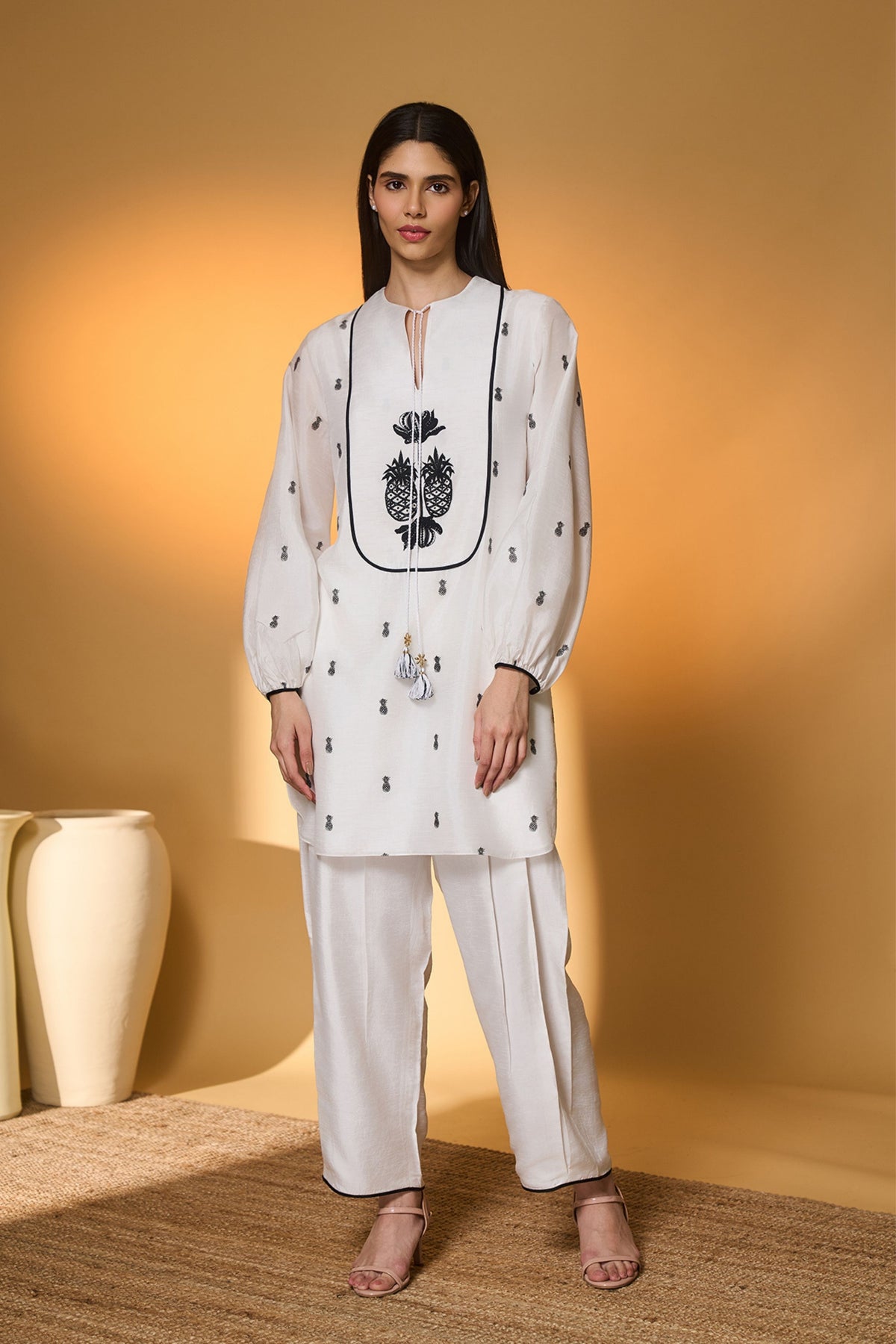 Ivory Pine-code Kurta Set