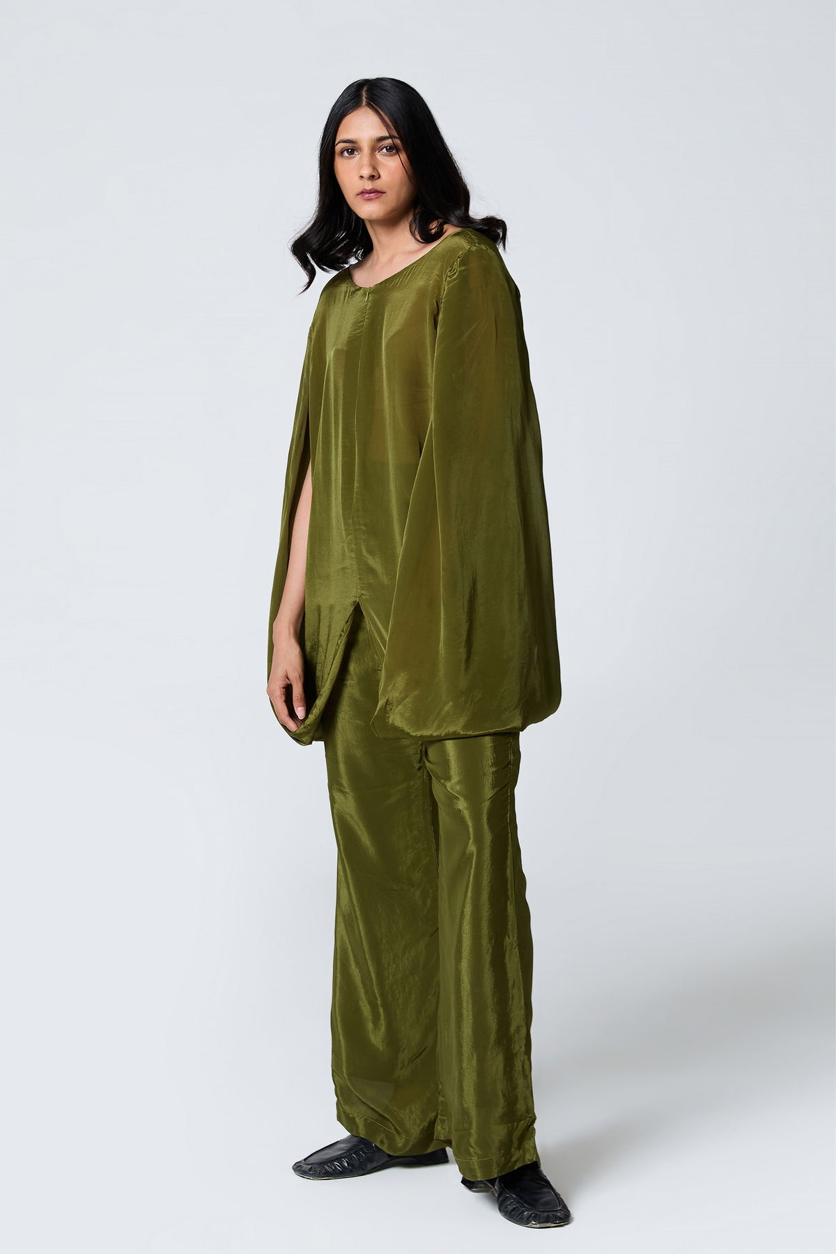 Green Double Cowl Co-ord Set