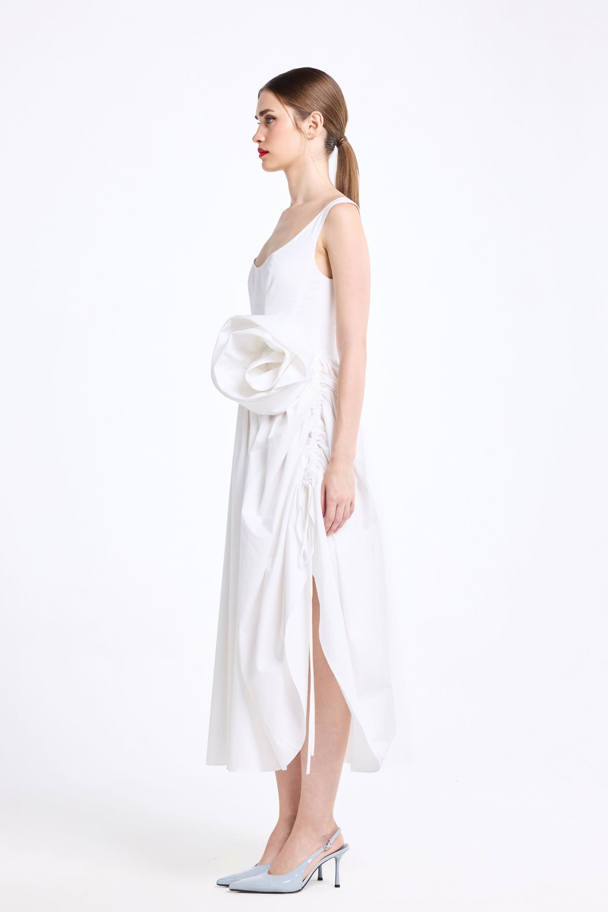 White U-Neck Midi