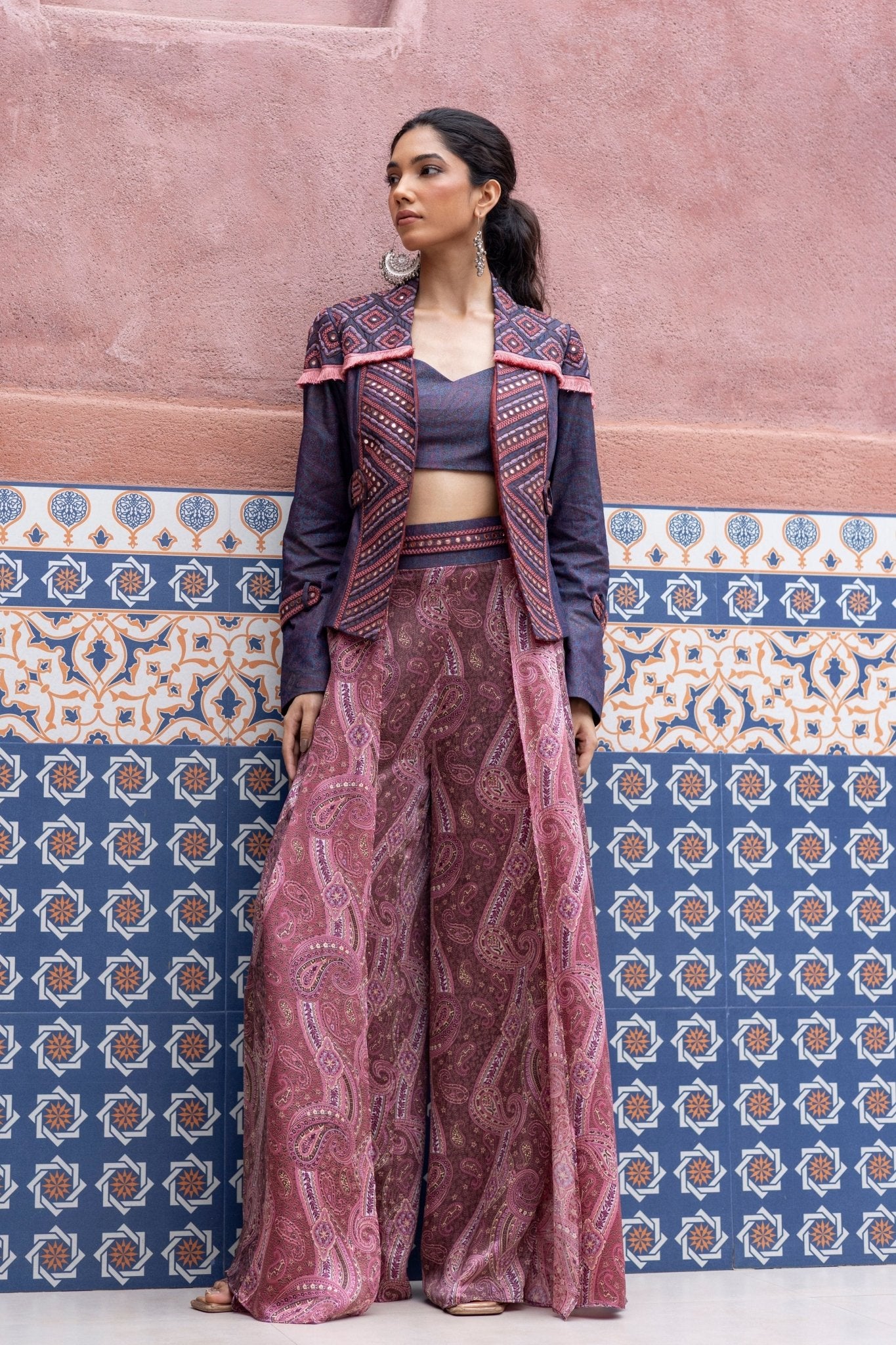 Denim Embroidered Jacket Set - Pinnacle by Shruti Sancheti - Elahe