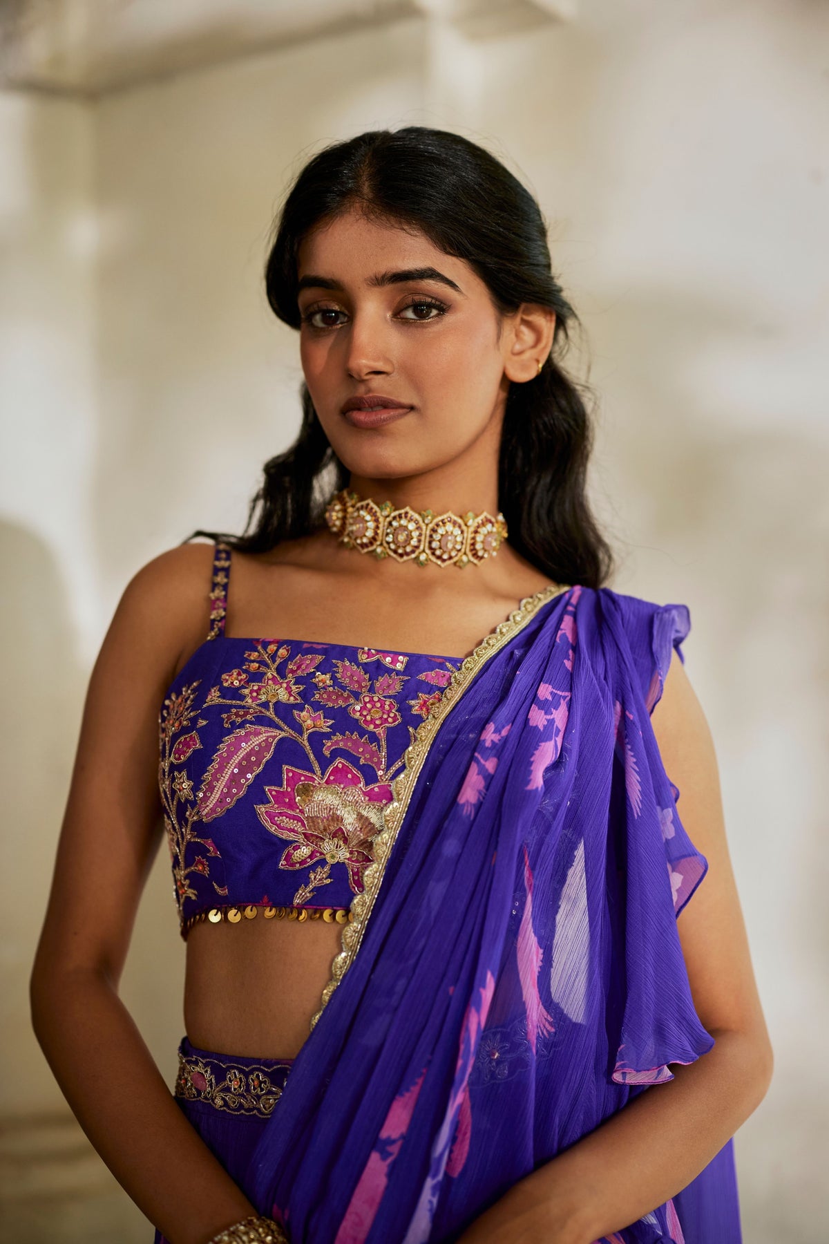 Opal Saree Set - Grape