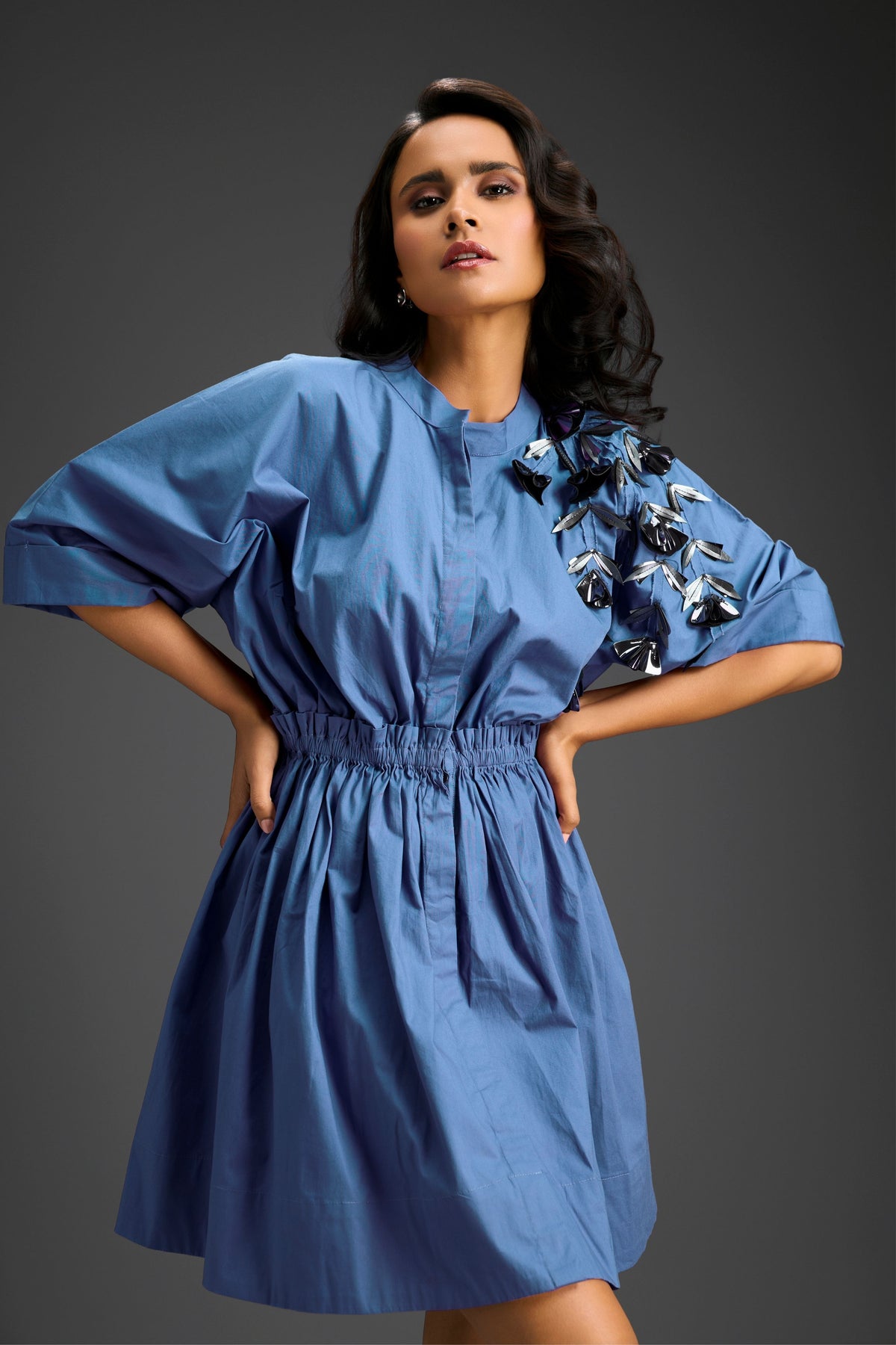 Blue Embroidered Dress