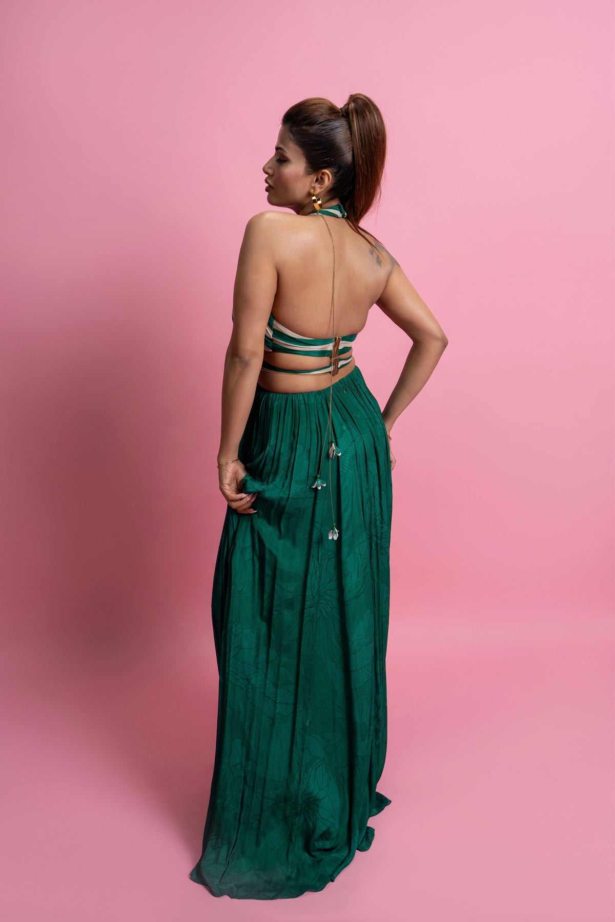 Halter Gathered Maxi Dress