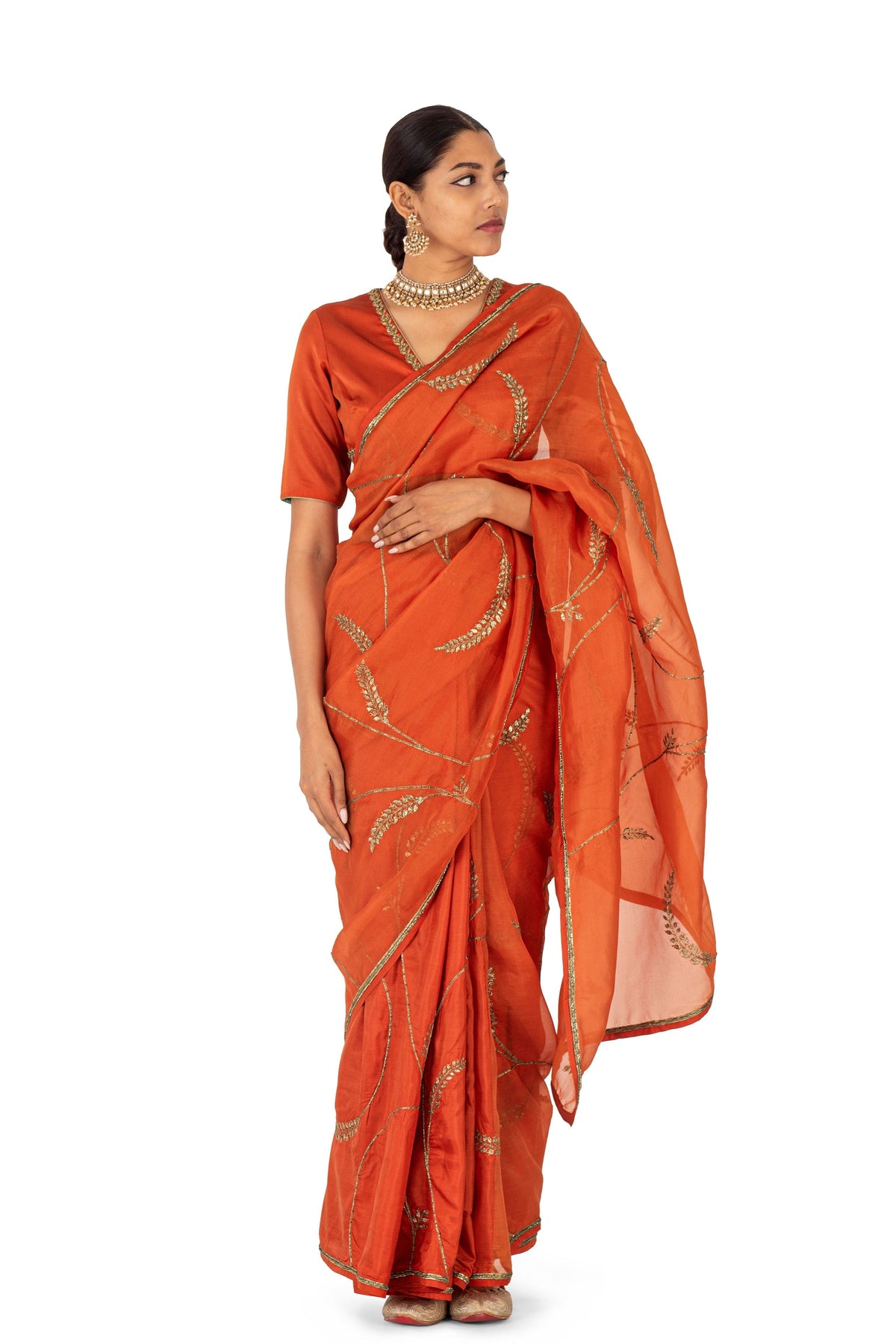Reis Burnt Orange Saree