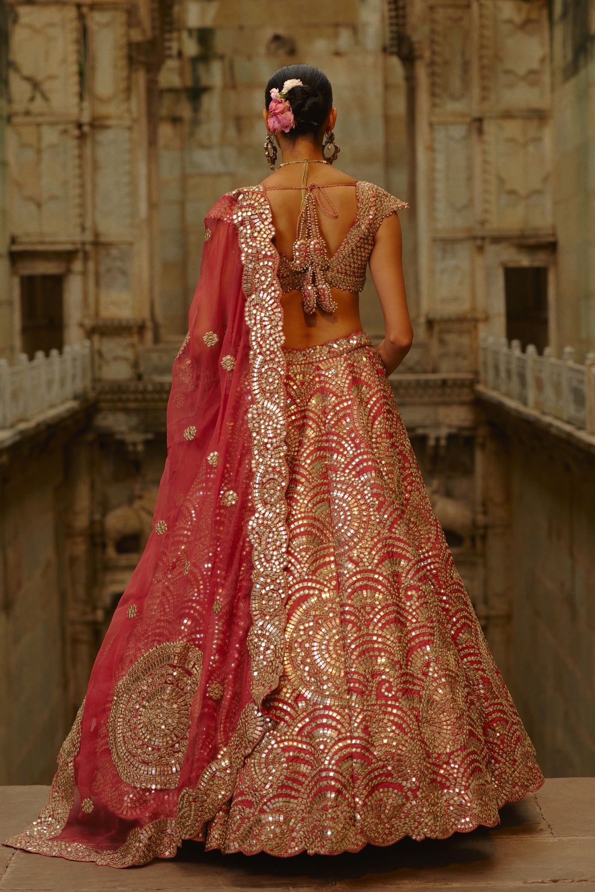 Rust Mirror Lehenga Set