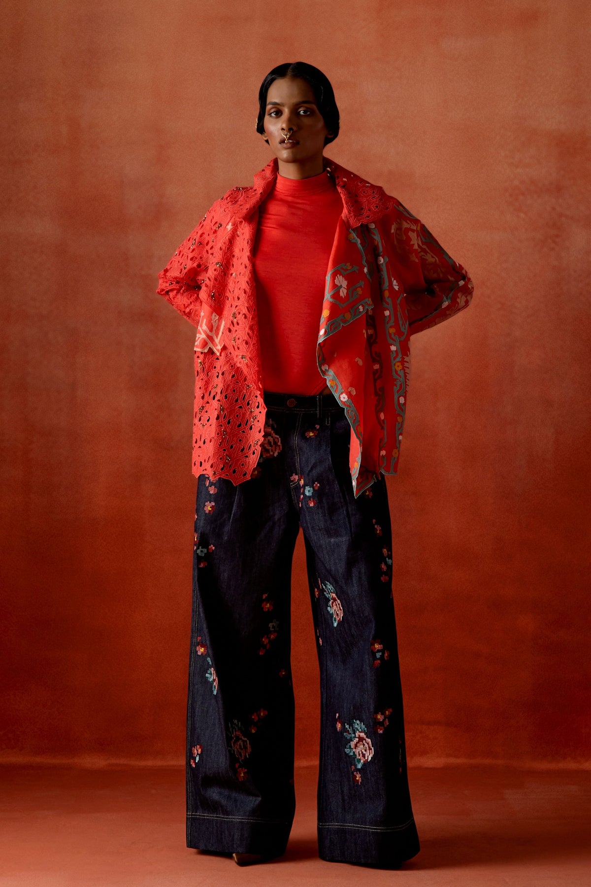 Embroidered Trench Set