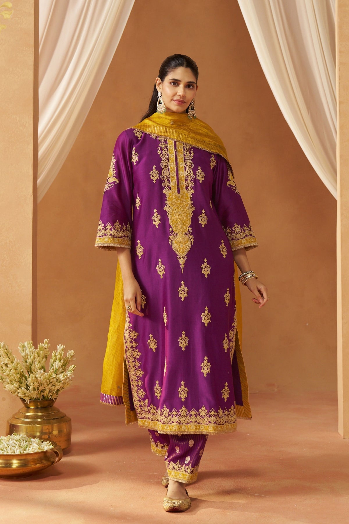 Mubina Deep Purple Kurta Set