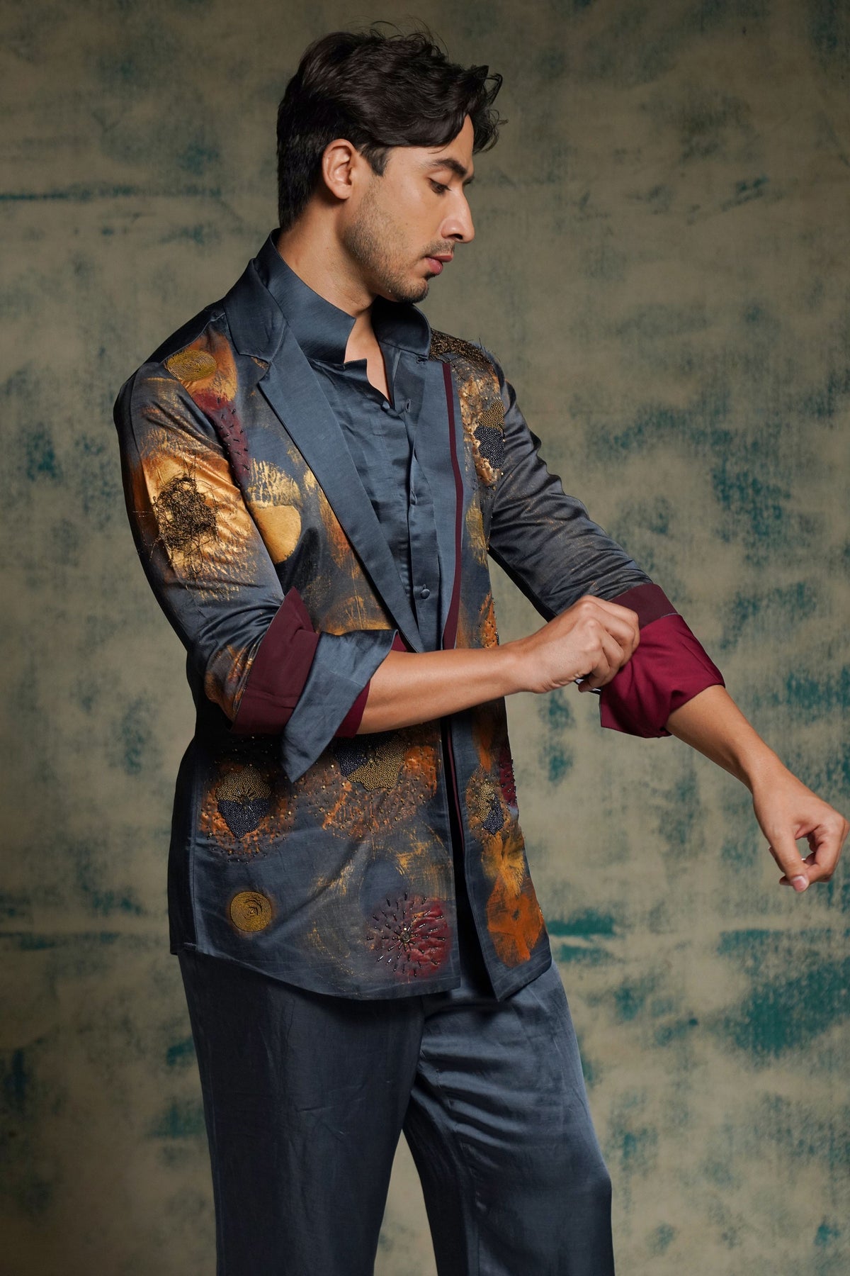 Charcoal Blue Blazer Set