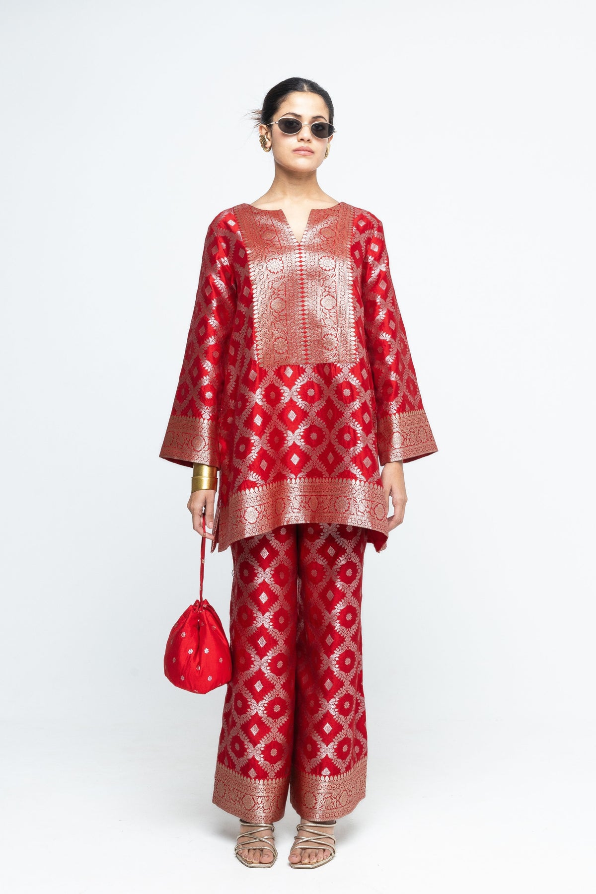 Heera  Jaal Red Tunic Set
