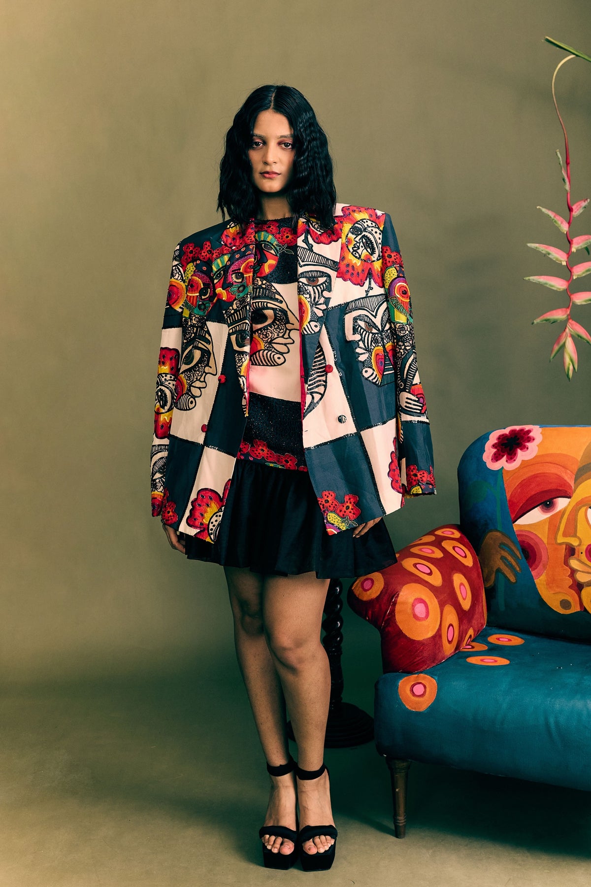 Chessboard Highlighted Blazer