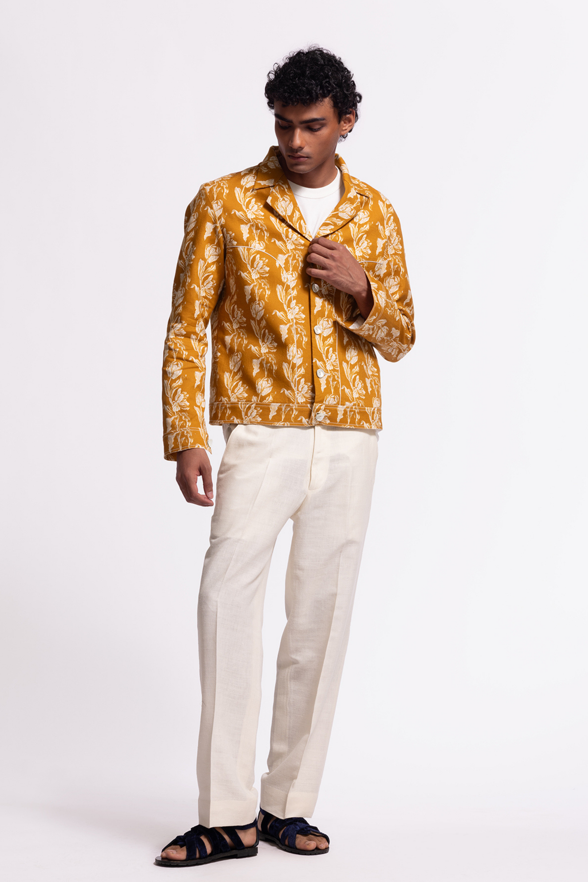 Mustard Floral Printed Jacket
