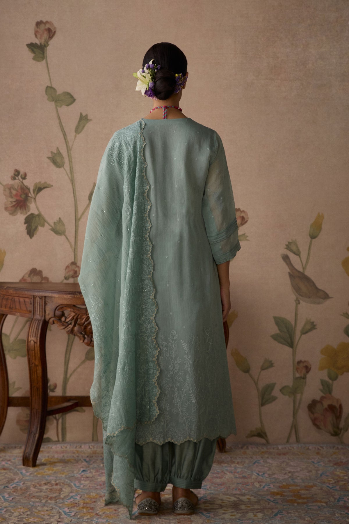 Powder Blue Scalloped Kurta Set