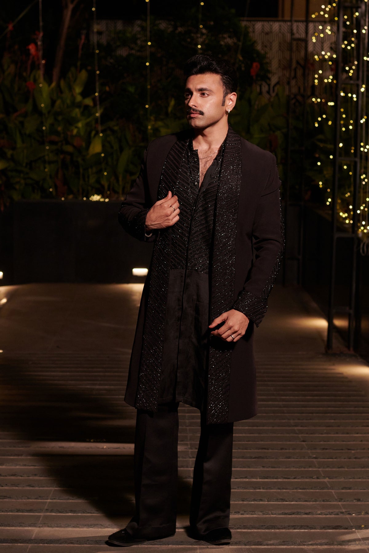 Jet Black Mens Kurta Set