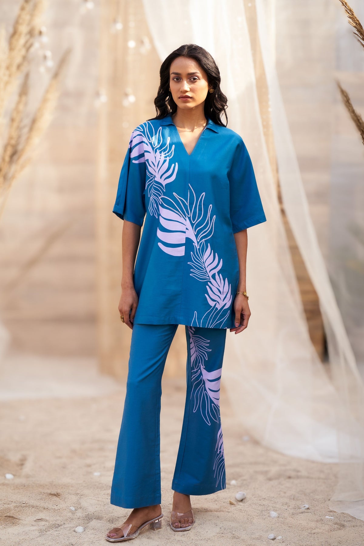 Reveria Collared Tunic Set