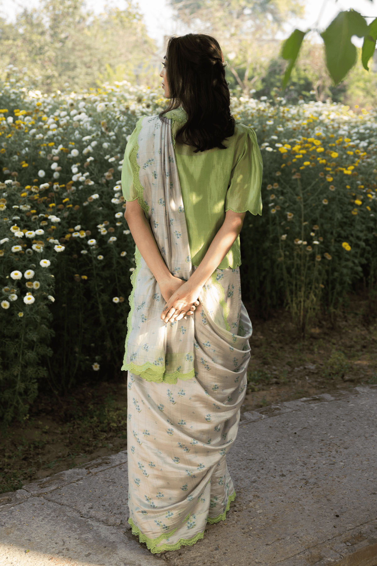 Wildflower Kiss Beige Saree