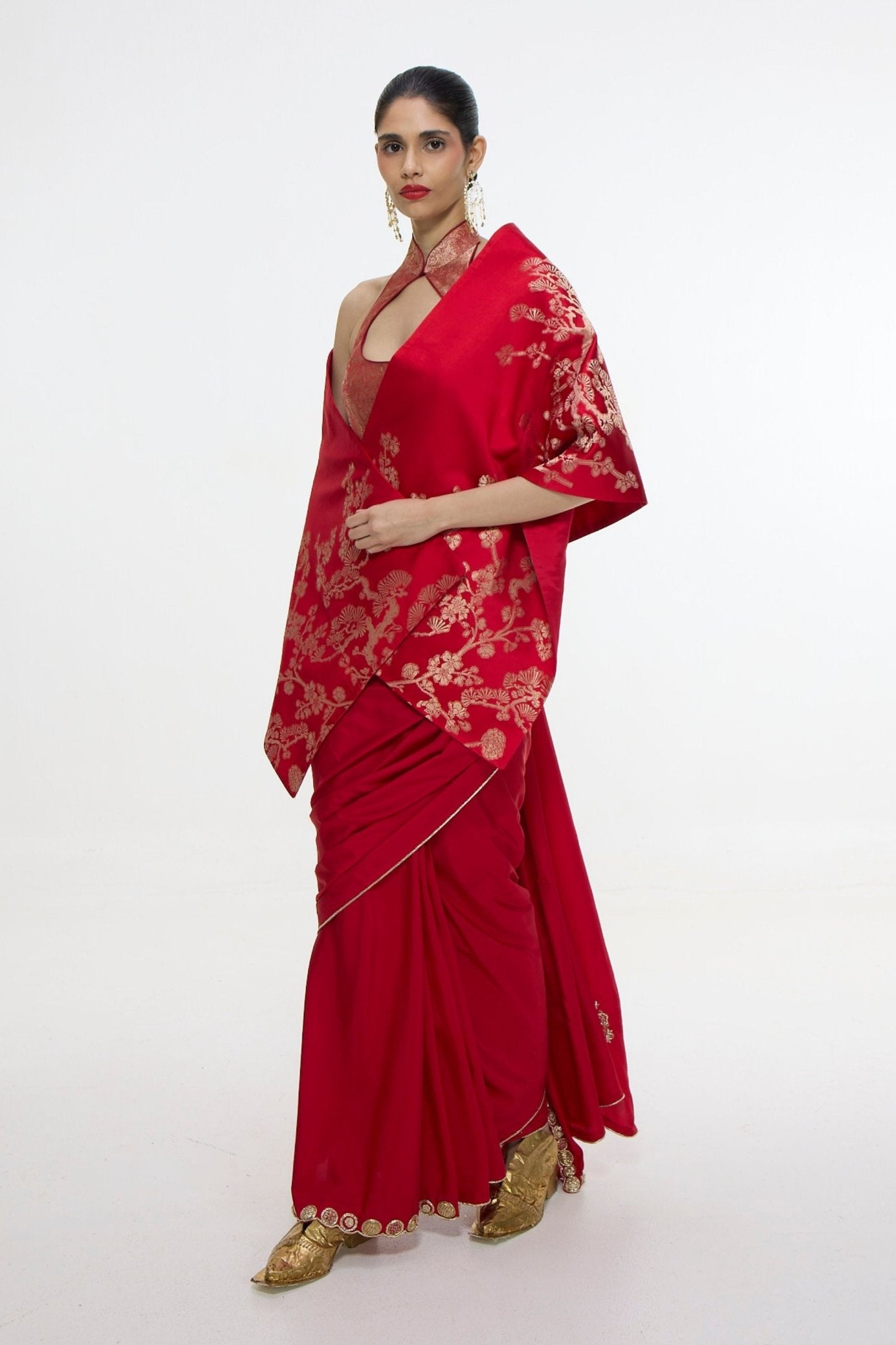 Handwoven Red Silk Shawl - Ekaya - Elahe