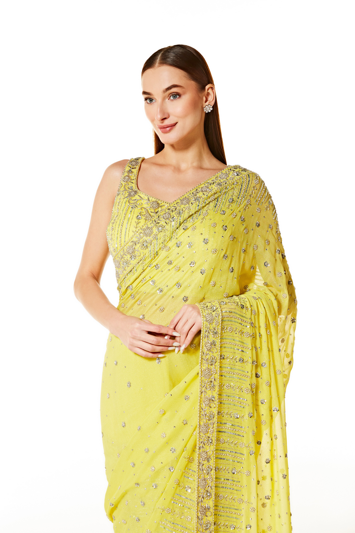 Lime Zaynab Saree Set