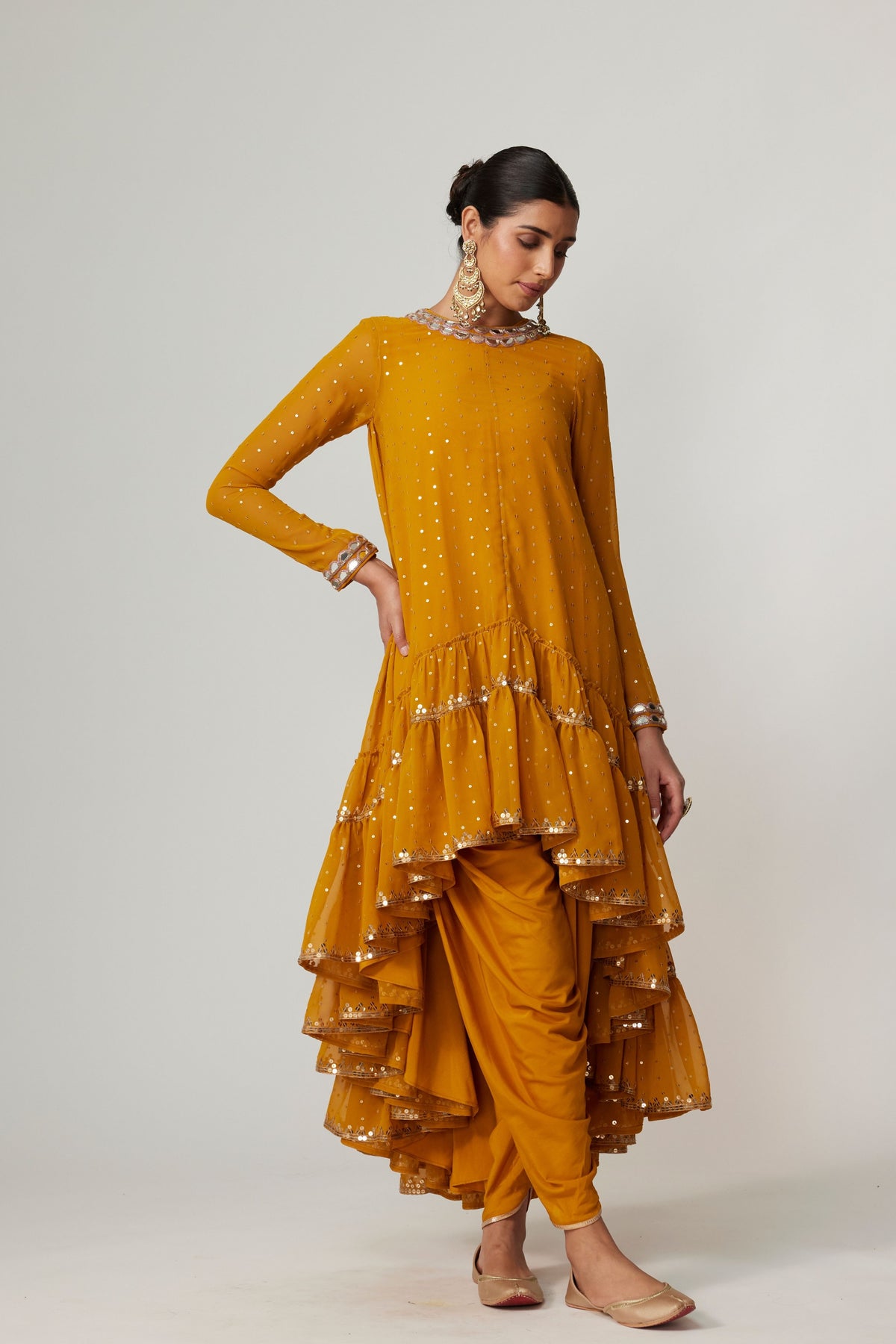 Mustard Dhoti Kurta Set