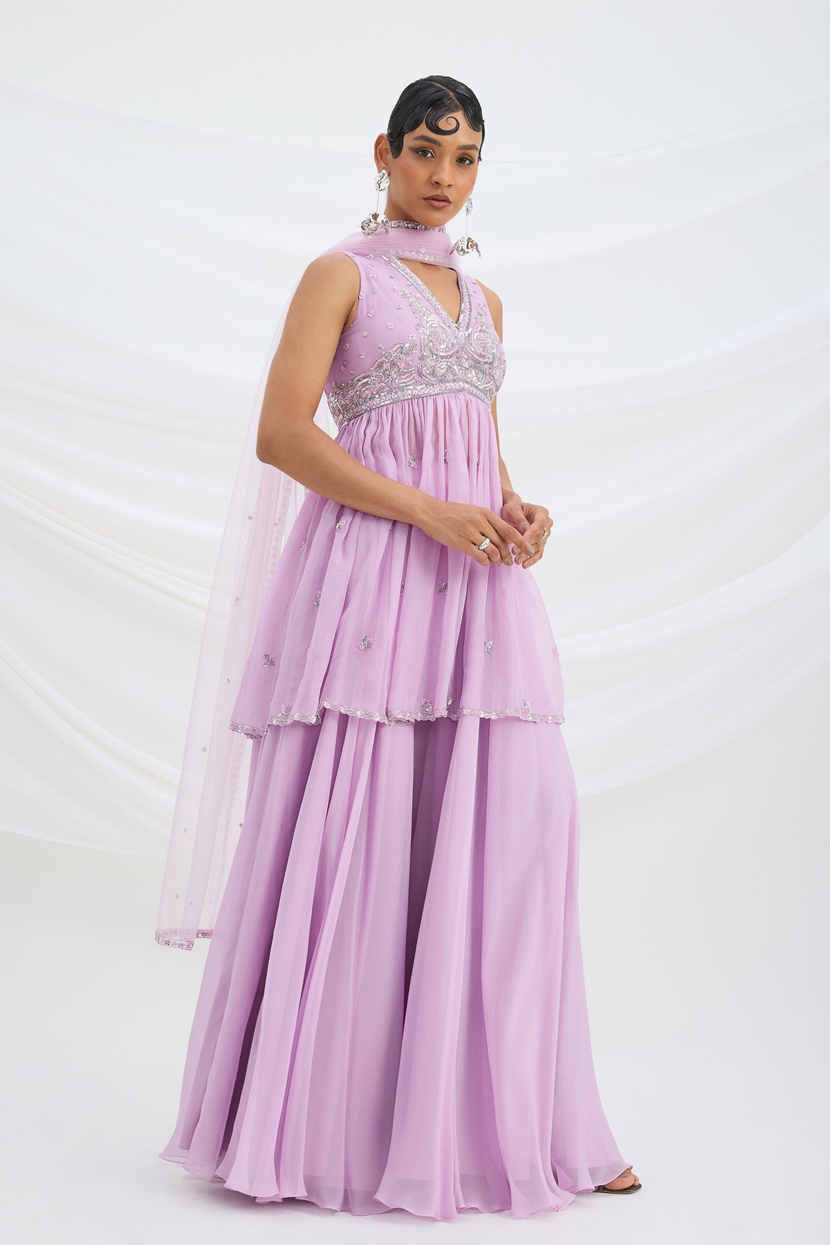 Lilac Organza Sharara Set