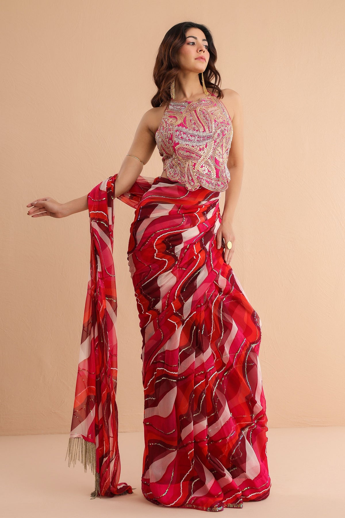 Cosmopolitan Saree With Backless Blouse