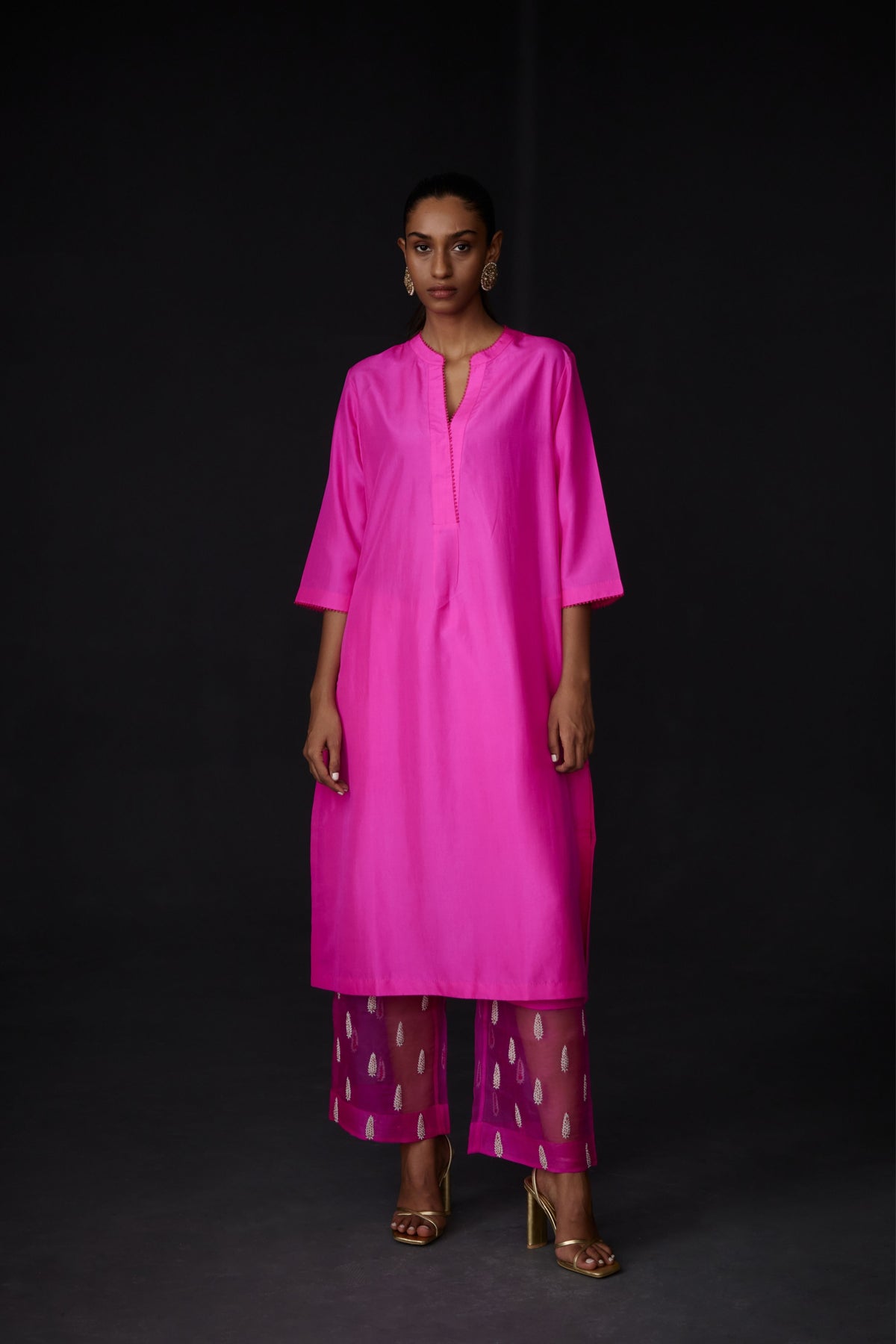 Pink Embroidered Tunic Set