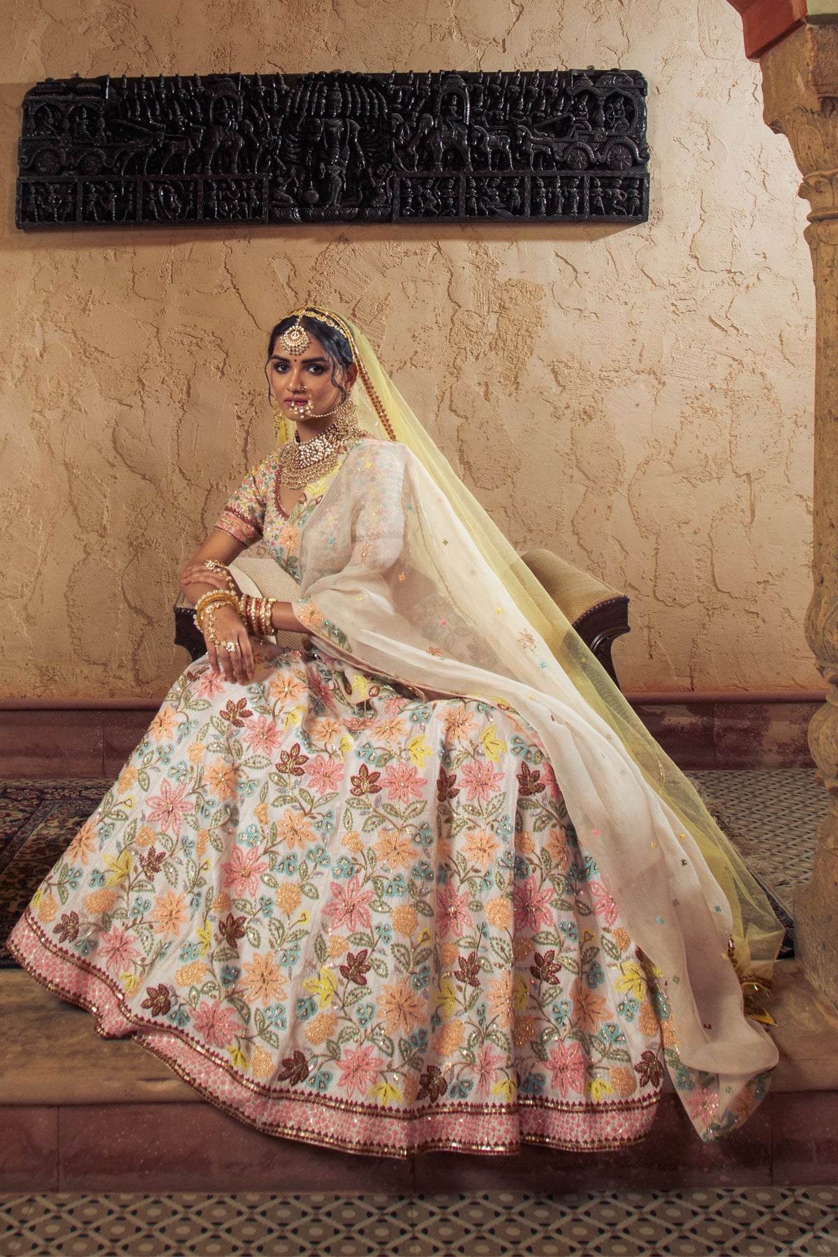 Ivory Embroidered Lehenga Set