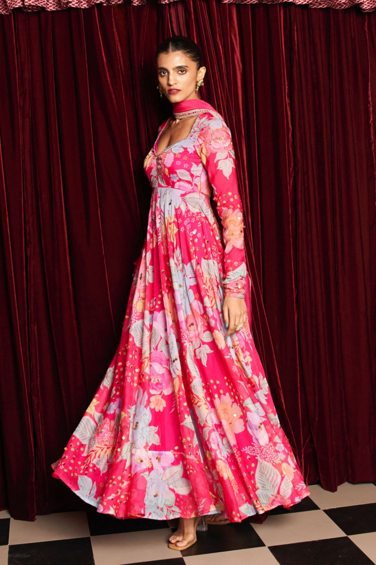 Rani Rush Anarkali Set