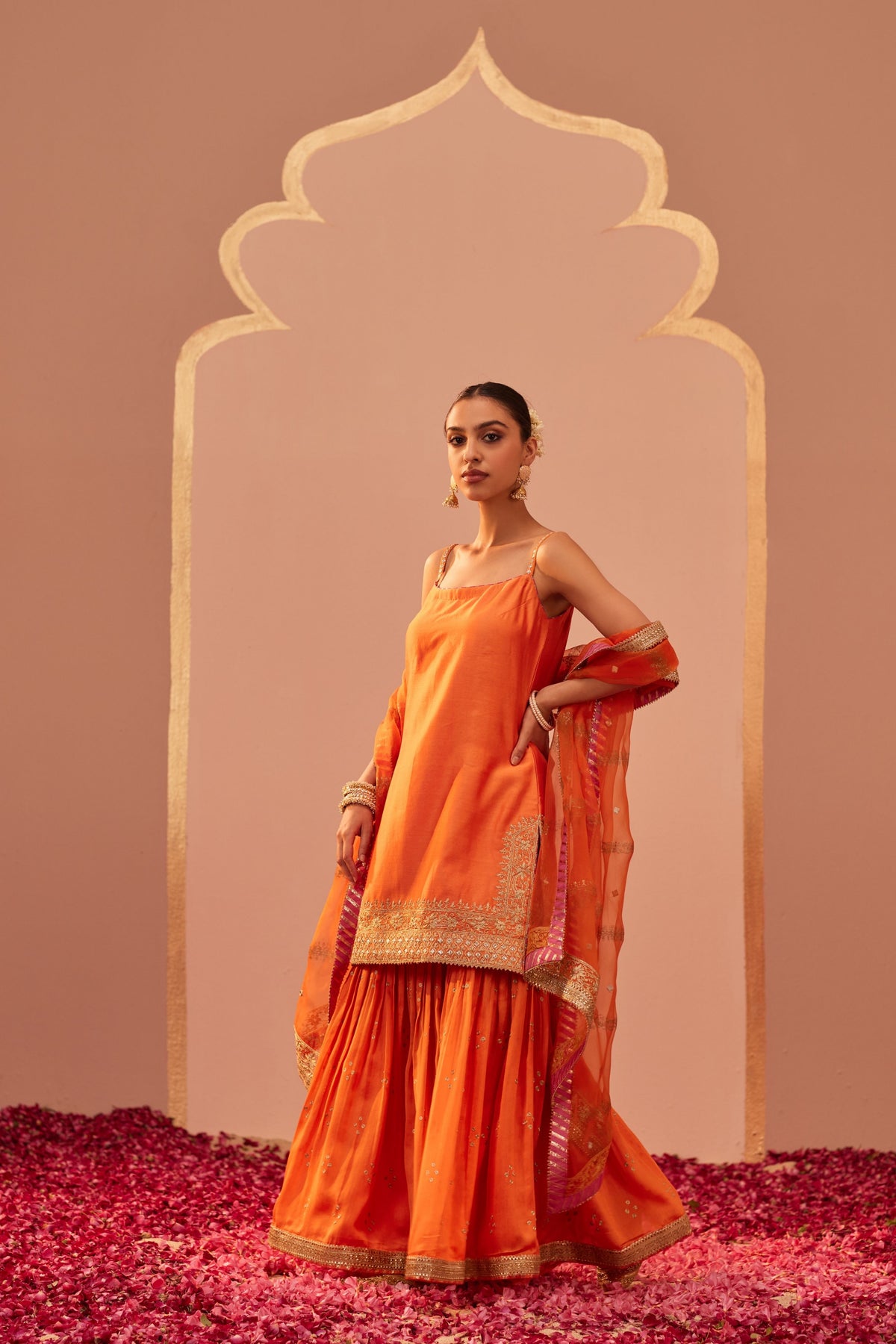 Yasmin Orange Straps Kurta Set