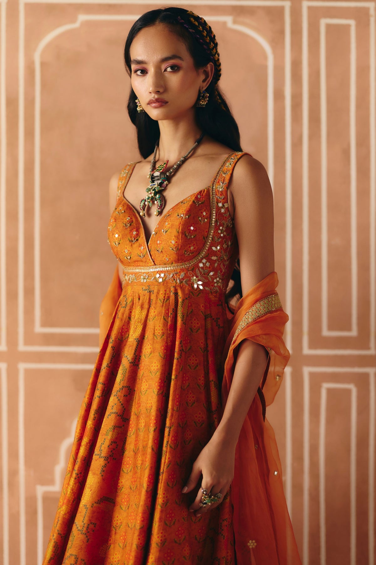 Burnt Orange Anarkali Set