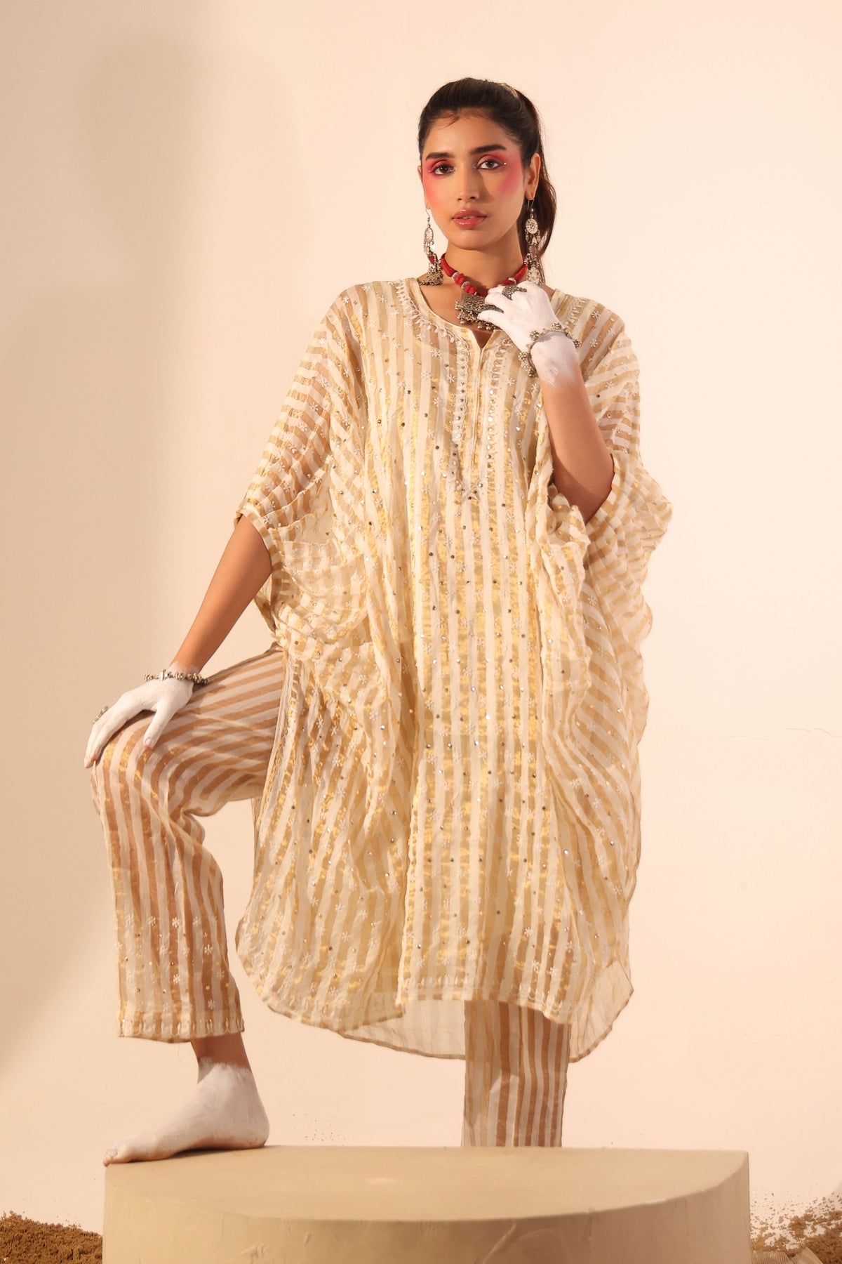 Gold Zari Kaftan Set