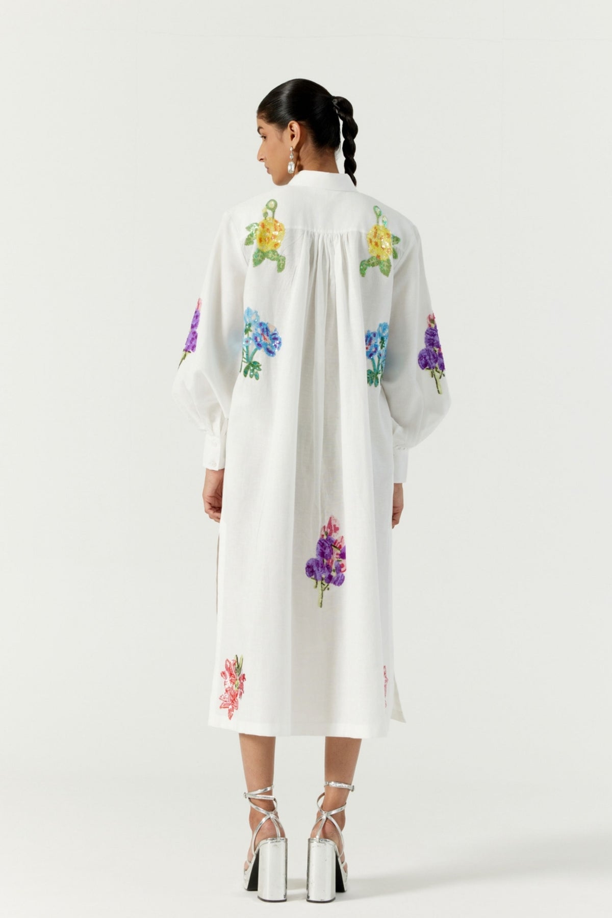 White Botanical Dress
