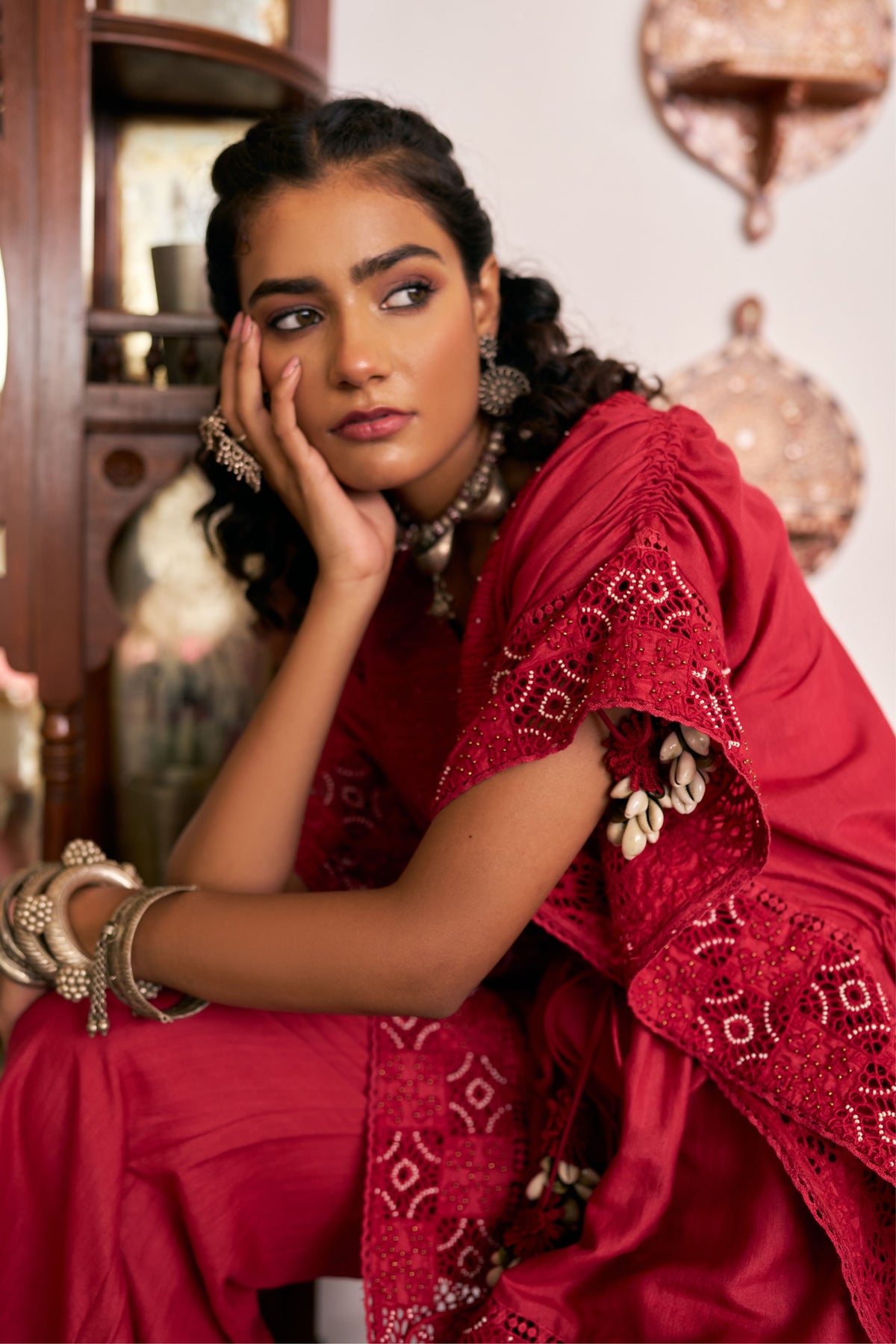 Ruby Cutwork Co-ord Set