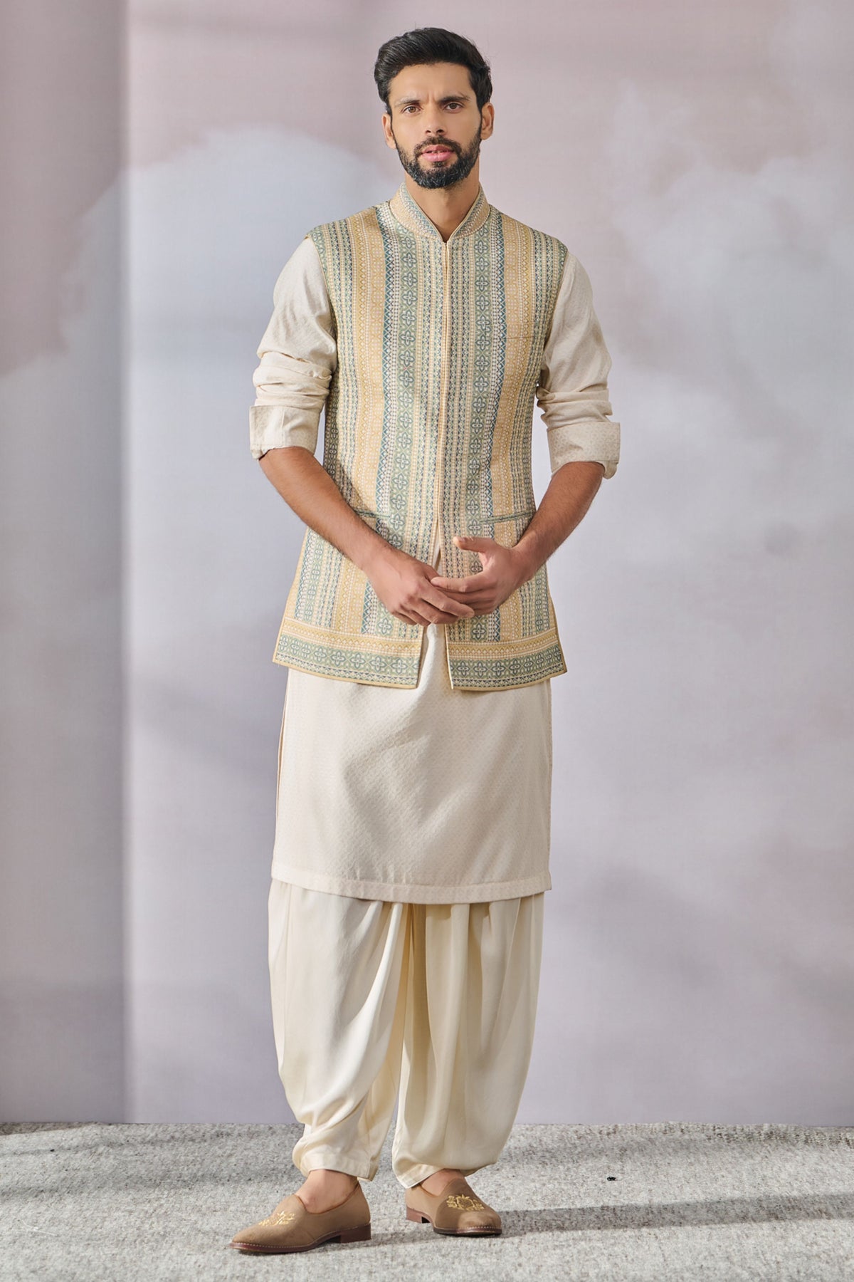 Printed Waistcoat With Embroidery