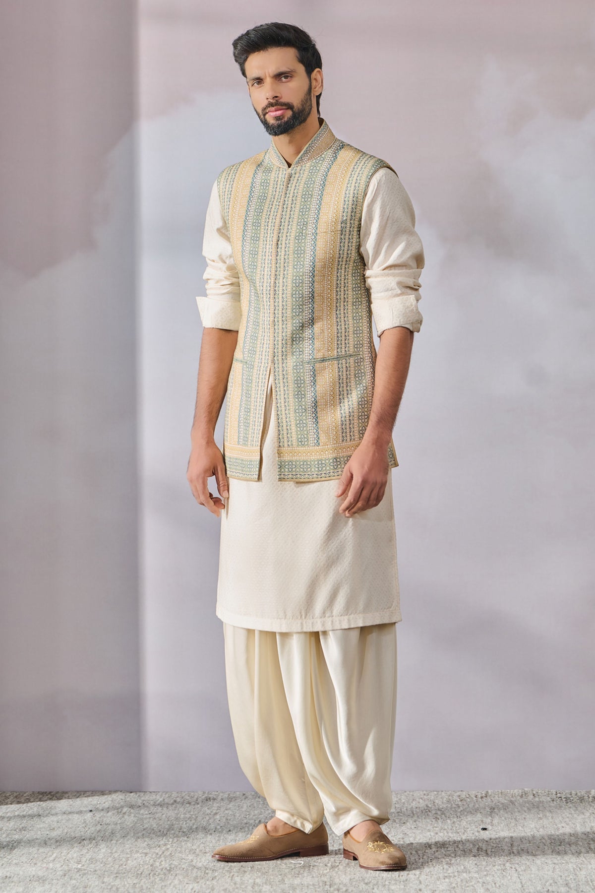 Printed Waistcoat With Embroidery
