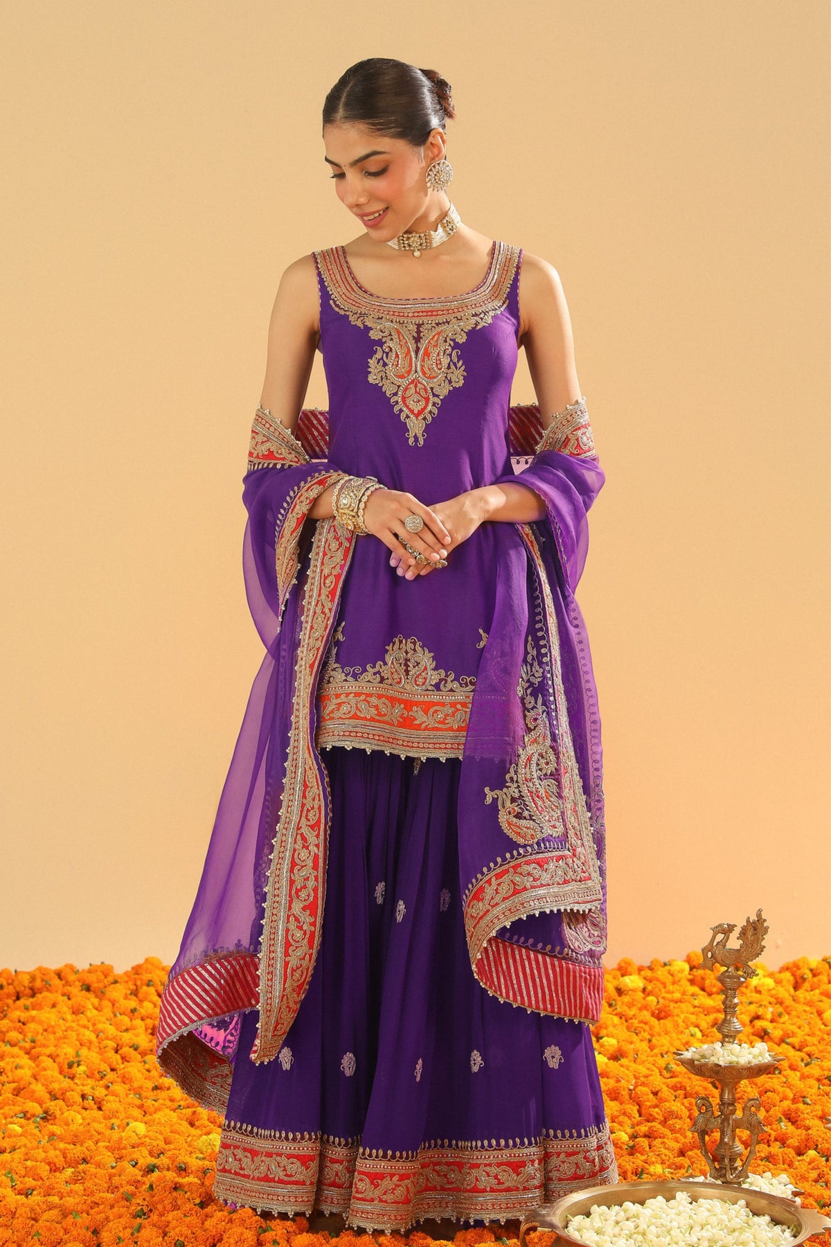 Purple Kurta Sharara Set