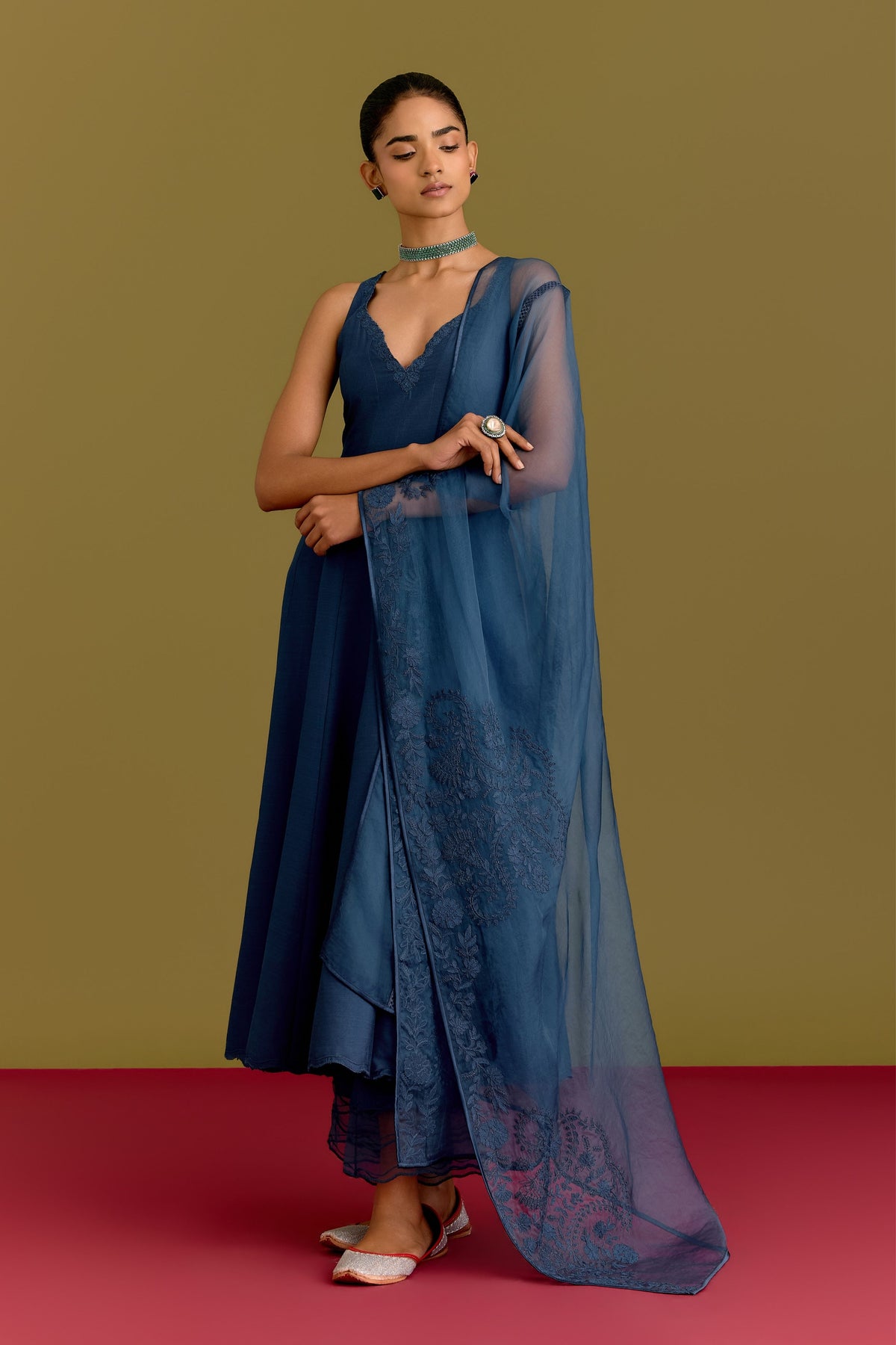 Blue Anarkali Set