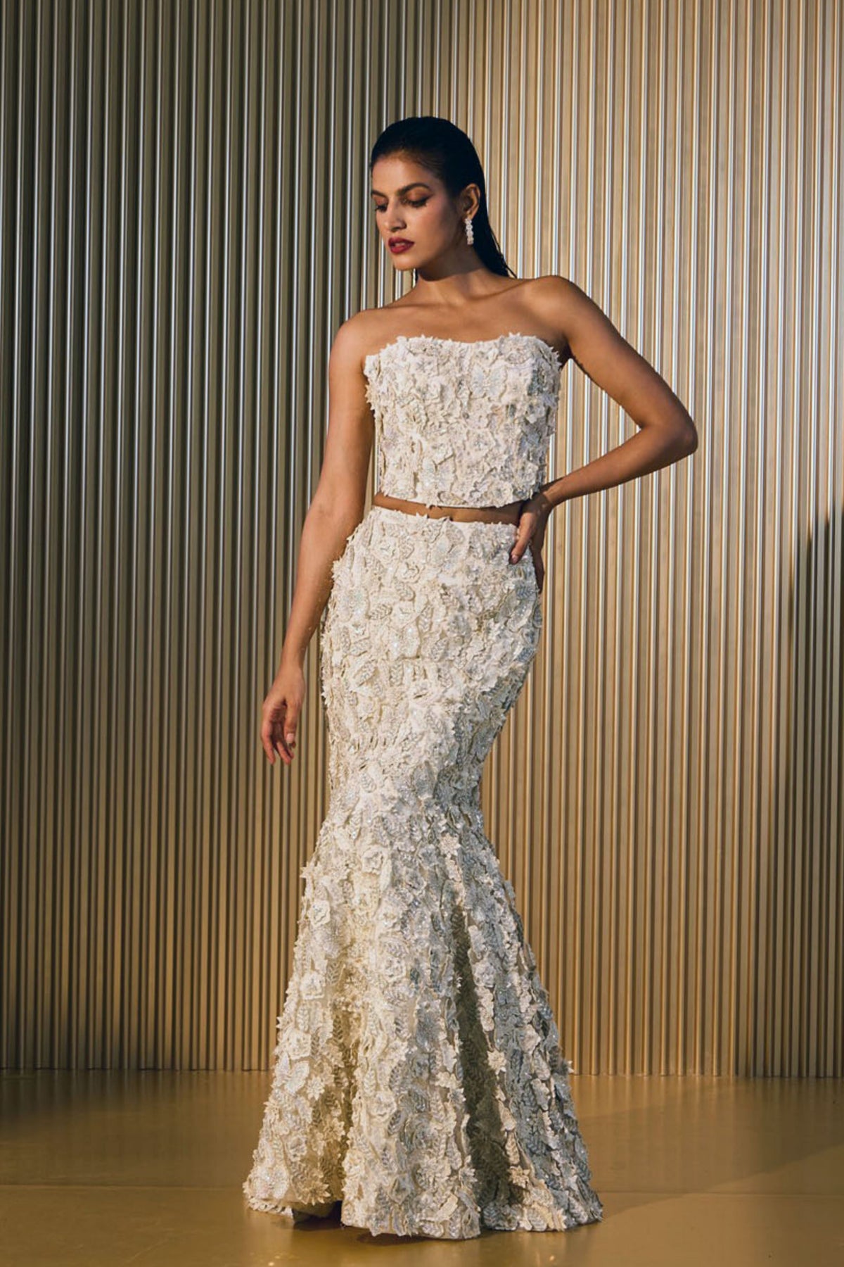 Rosette Fishtail Lehenga and Corset