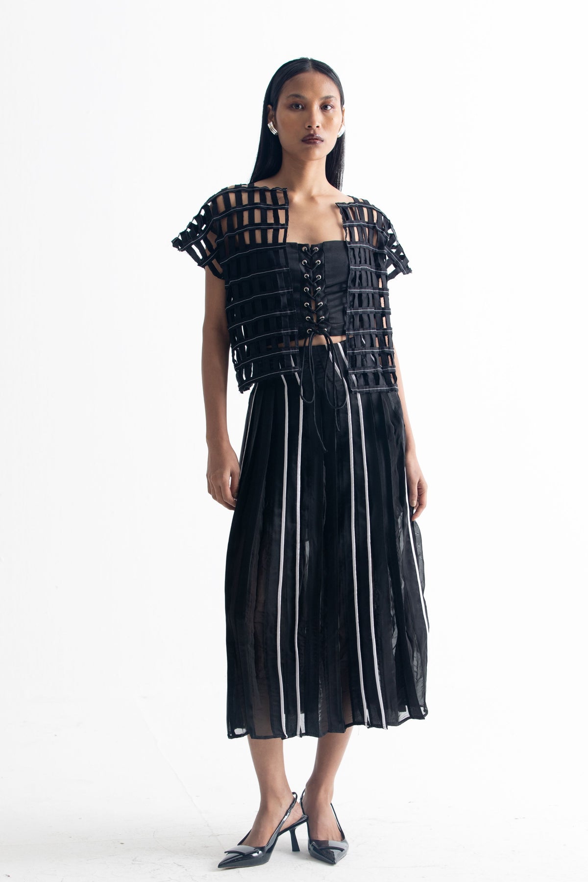 Pleated A-line Skirt