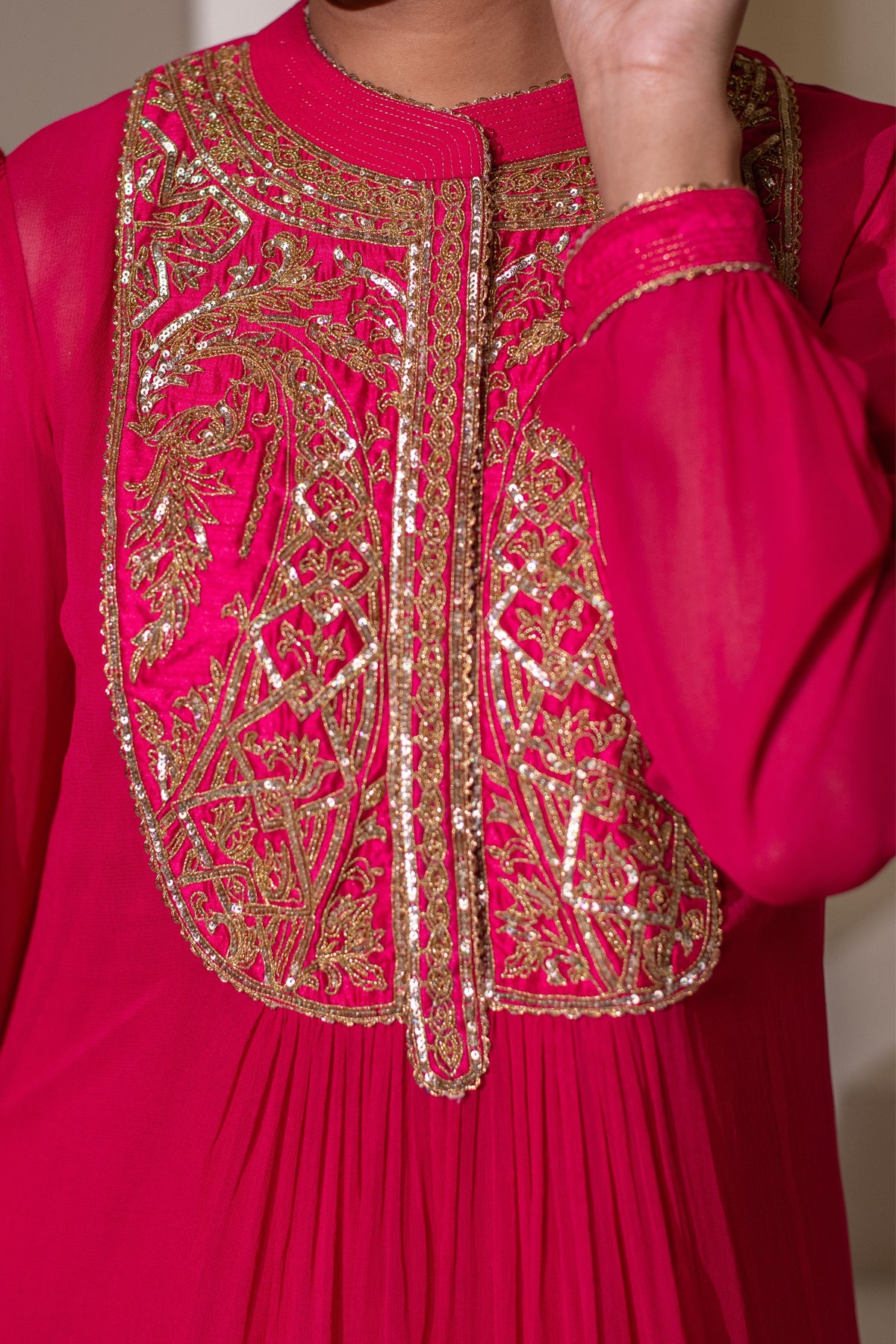 Fuchsia Pink  Embellished Dress
