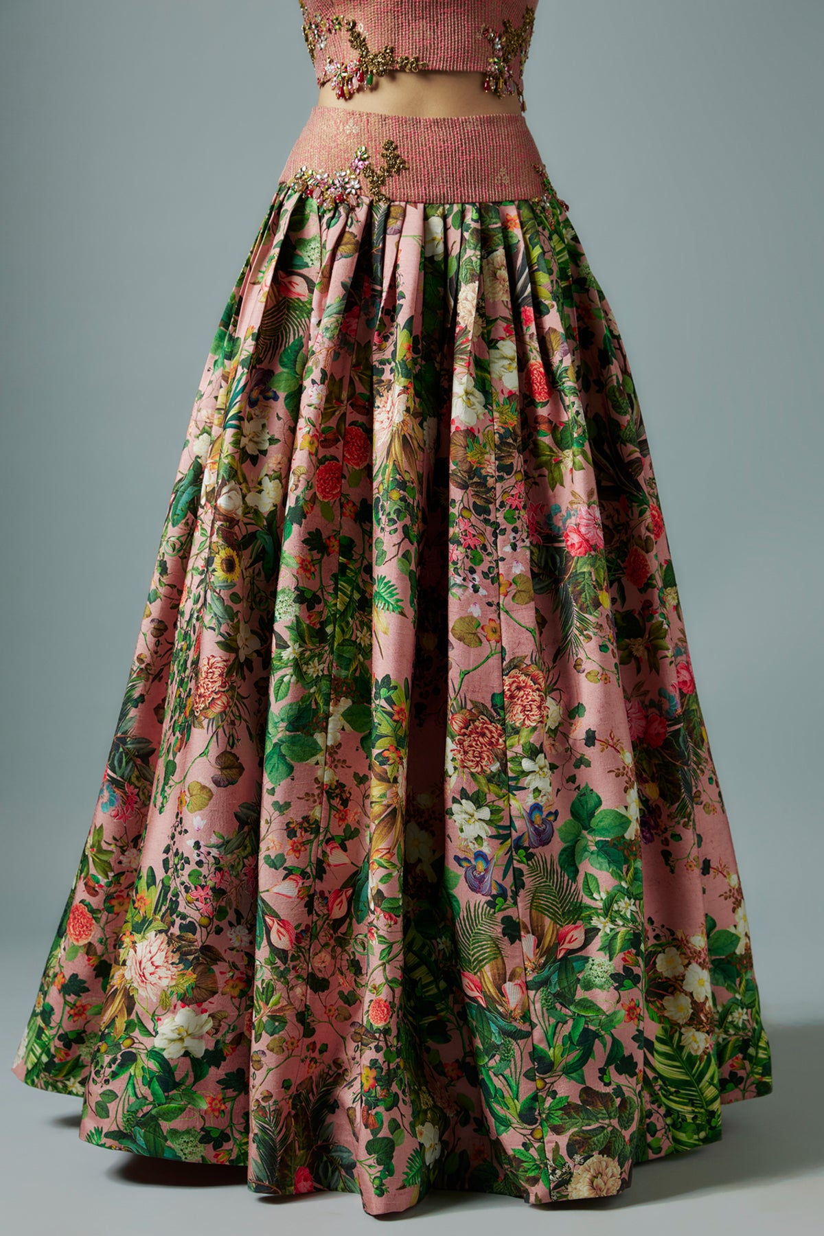 Pink Botanical Printed Lehenga Set