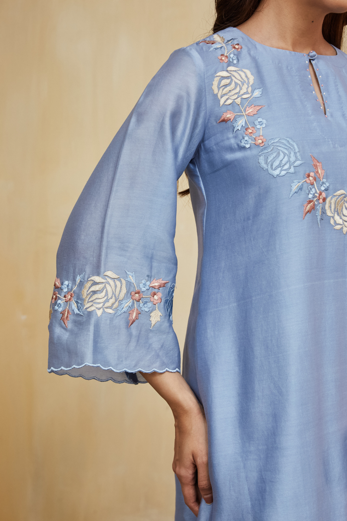 Pastel Blue Chanderi Safa Kurta Set