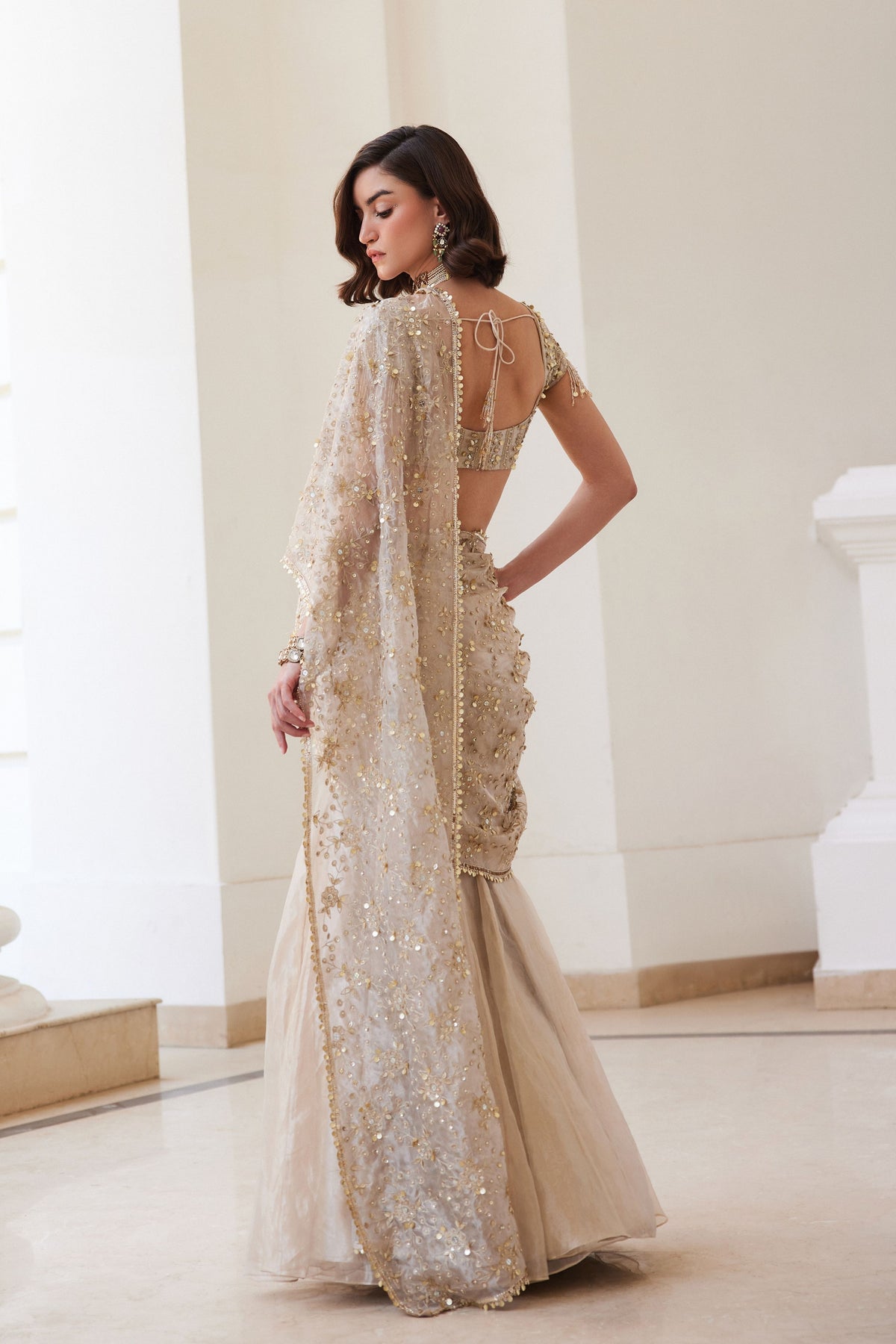 Tissue Pre-drape Saree